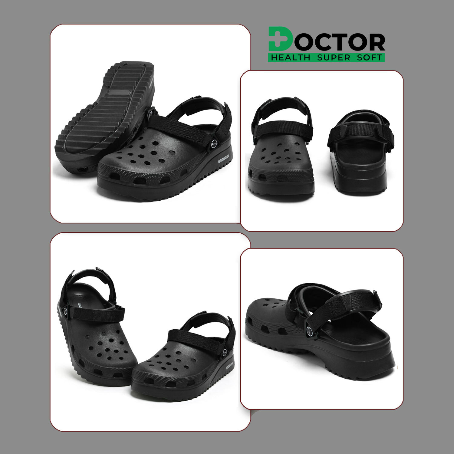 Image of Doctor Health Super Soft Men Orthopaedic Men Clogs | Heel Pain Relief, Durable, Indoor Outdoor Use Clogs Sandal (Black , 10)