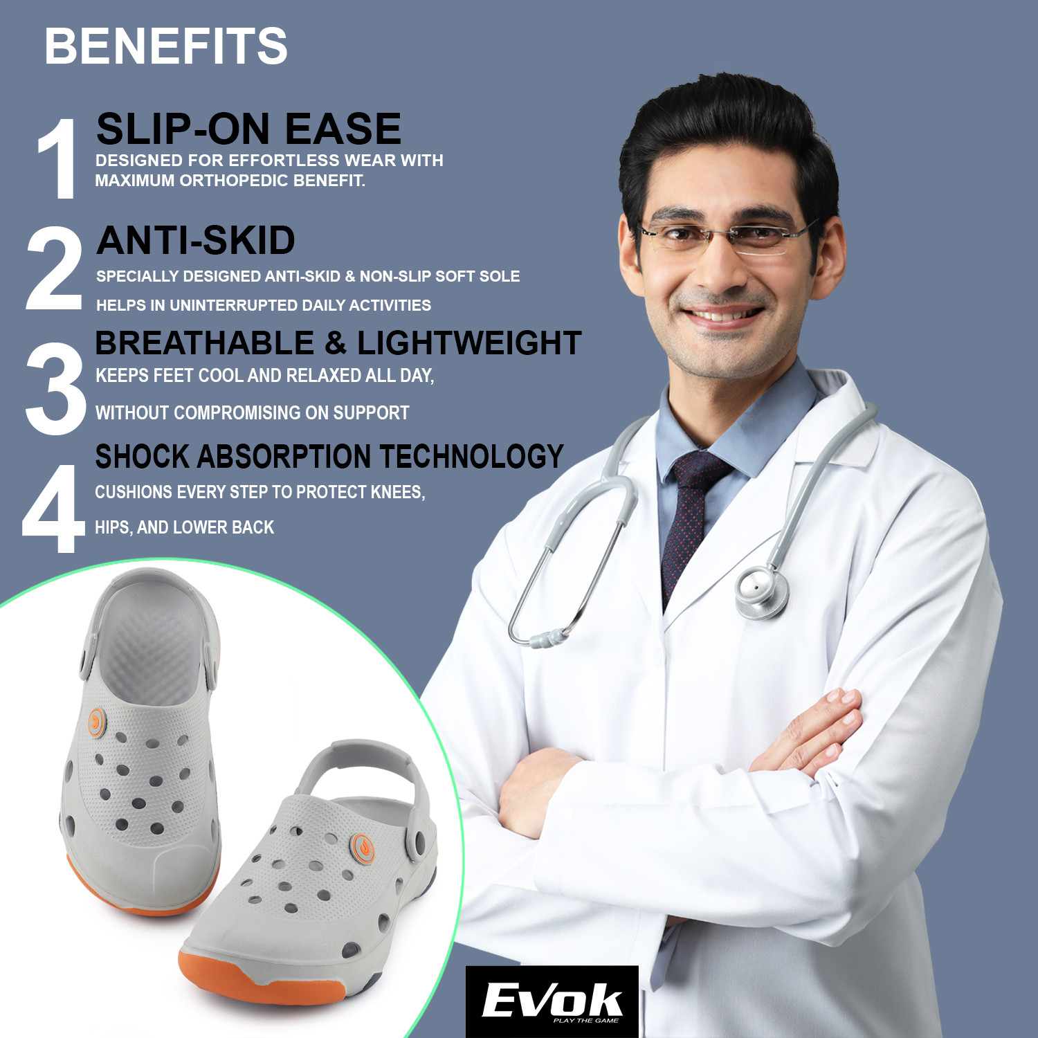 Image of EVOK Men Slippers (Grey , 10)