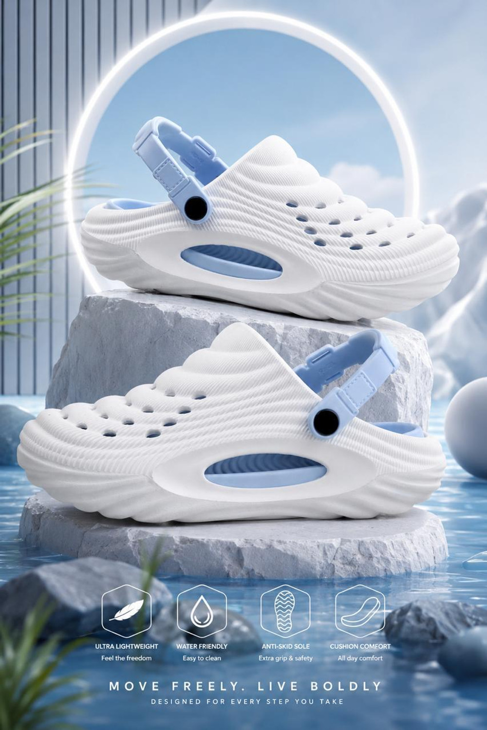 Image of Stepzy Men Water-Safe, Flexible, Grip, Tough, Ventilated | Men Clogs White Size 8 Clogs Sandal (White , 8)