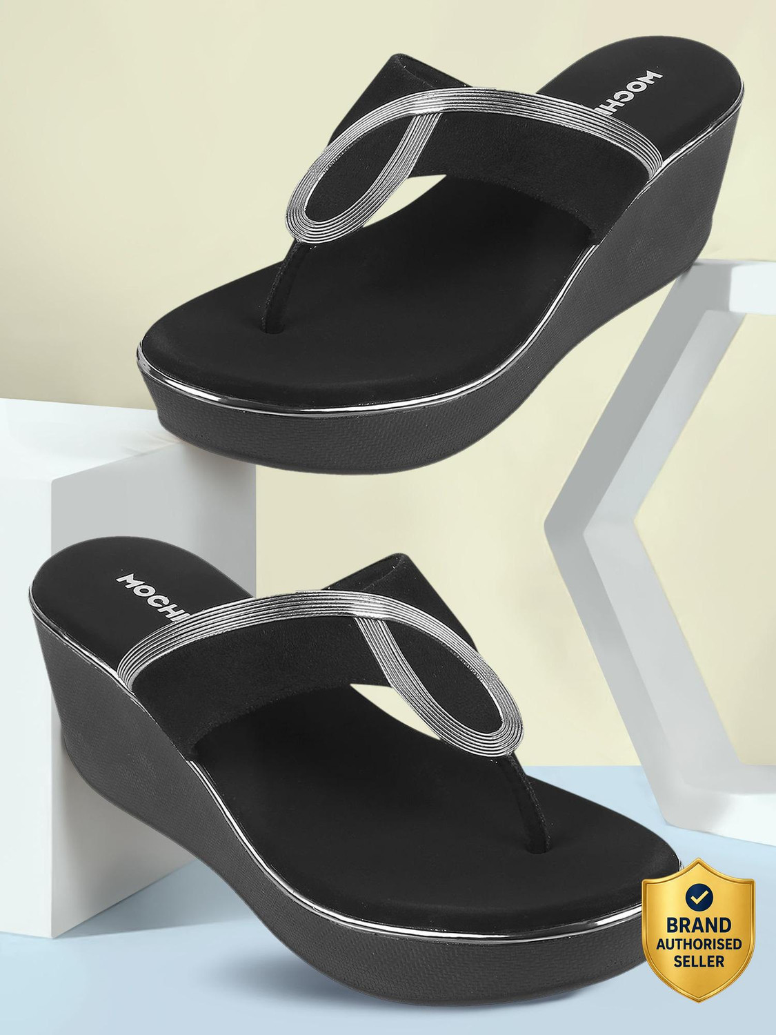 MOCHI Women Buckled Open Toe Wedges Sandal - Image 1