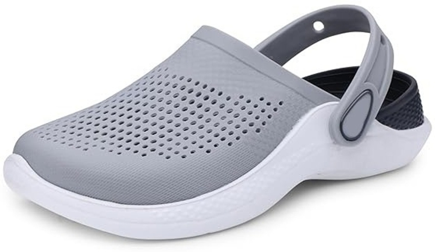 Image of Crosskix Men Clogs Sandal (Grey, White , 12)