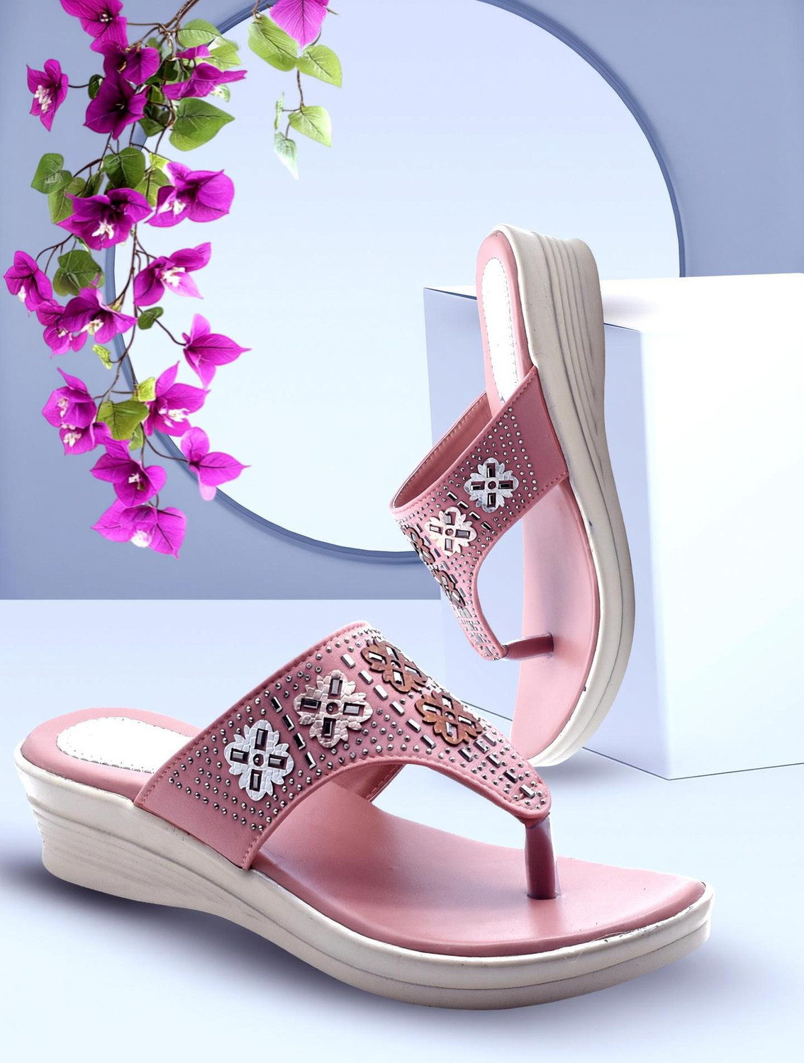 Image of Hardwood Women Heels Sandal (Pink , 8)
