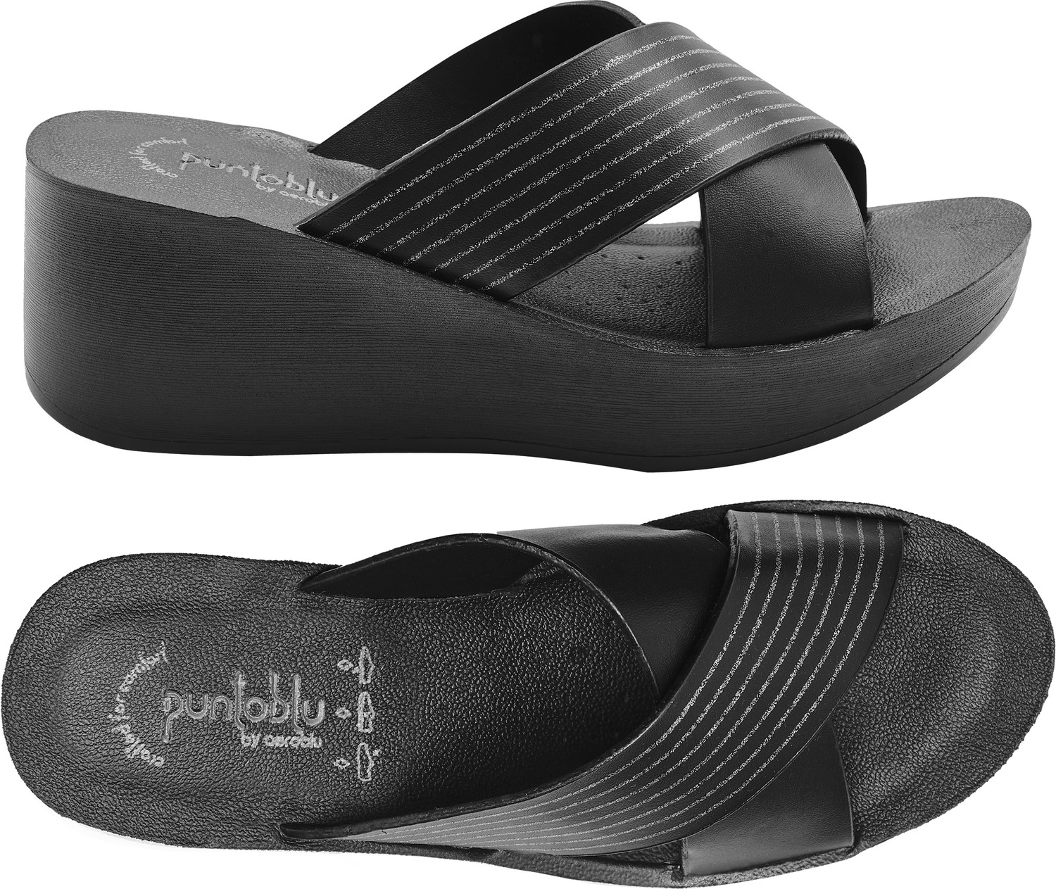 Image of PUNTOBLU Women Heels Sandal (Black , 4)
