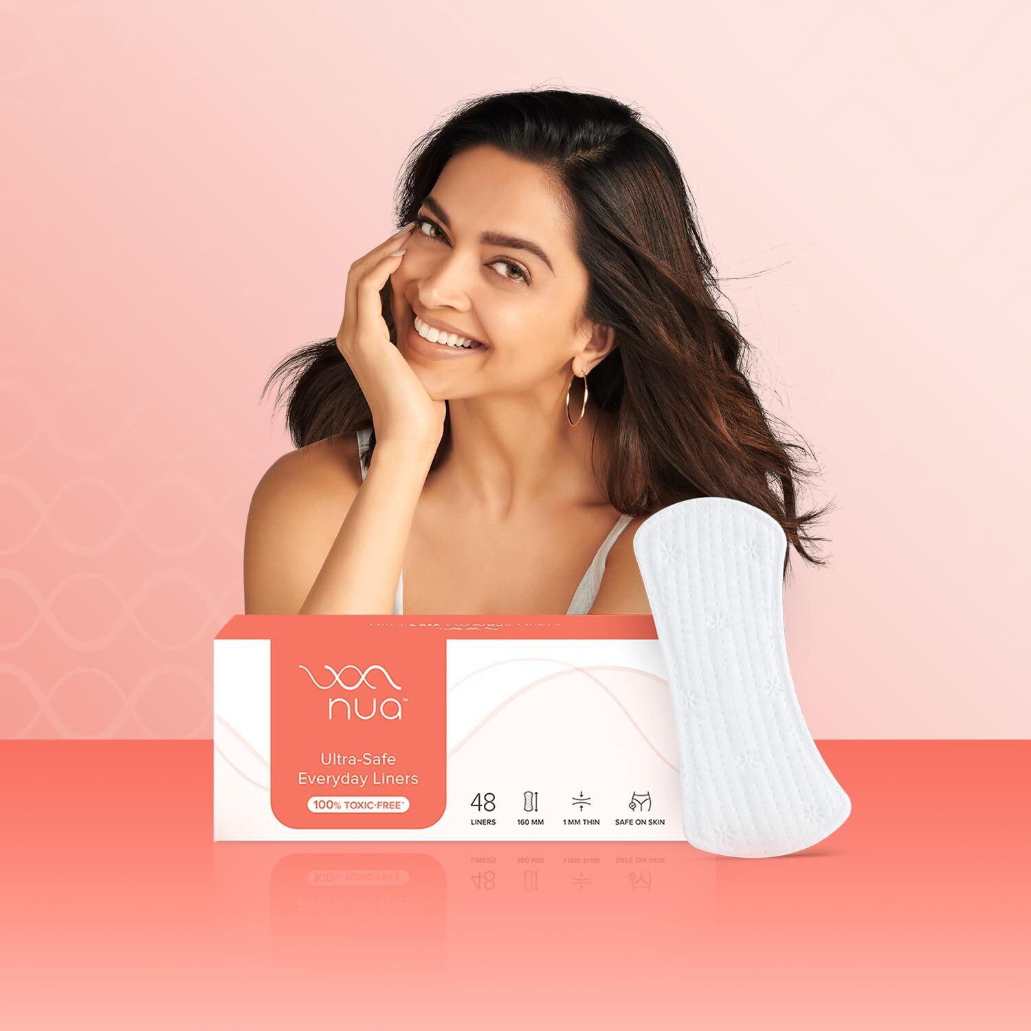 Image of Nua Everyday Panty Liners Soft Comfortable Sanitary Pad ,48 Pcs x Pack of 3 Pantyliner (Pack of 144)
