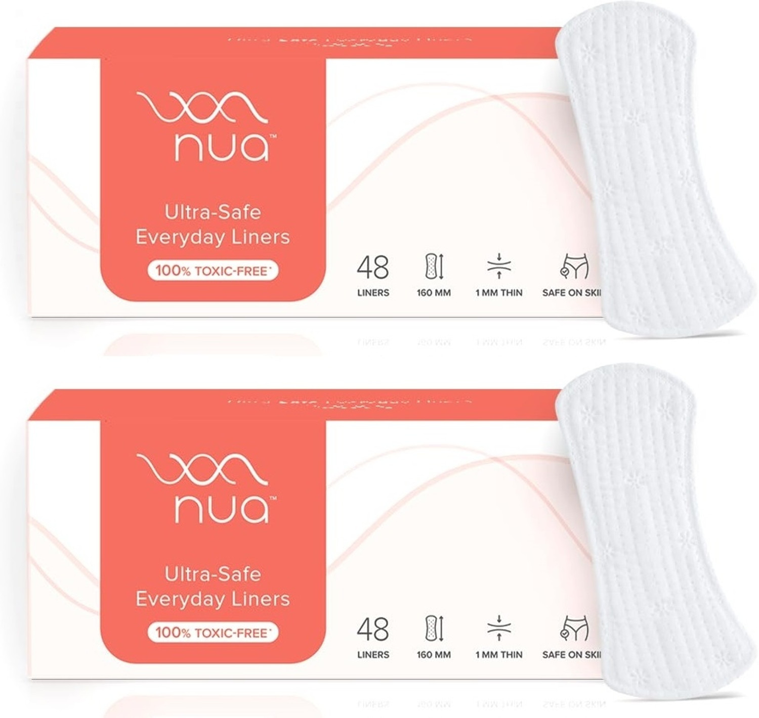 Image of Nua Everyday Soft Comfortable Top Layer Pantyliner, 48 Pcs x Pack of 2 Pantyliner (Pack of 96)