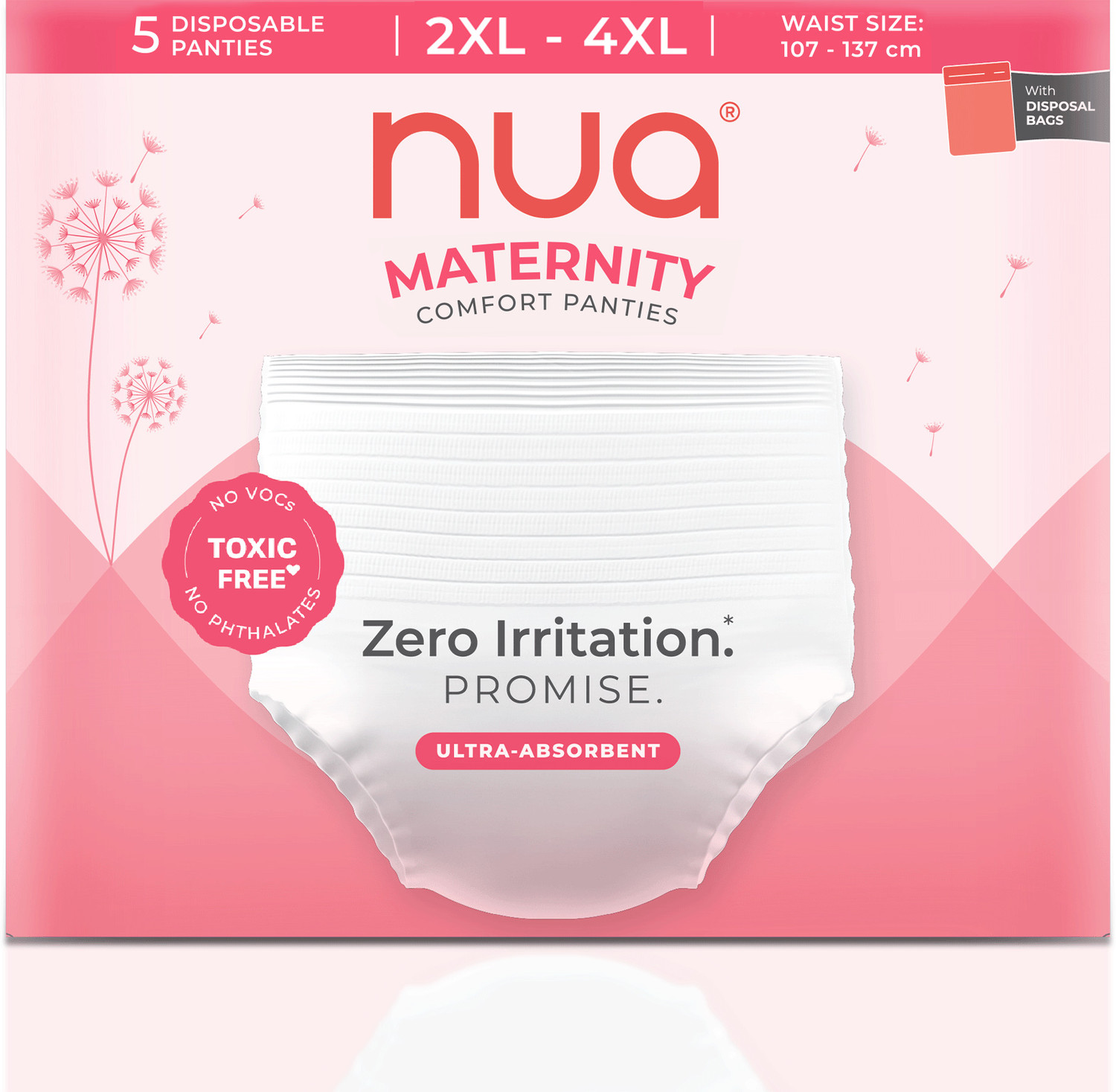 Nua Ultra-Absorbent Maternity Panties XXL-XXXL Pack of 5