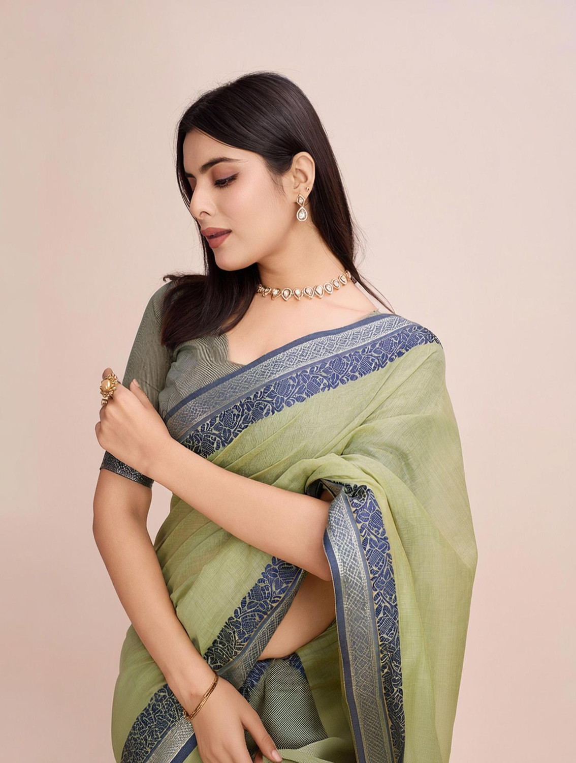 Image of sourav biswas Woven Handloom Pure Cotton Saree (Red)