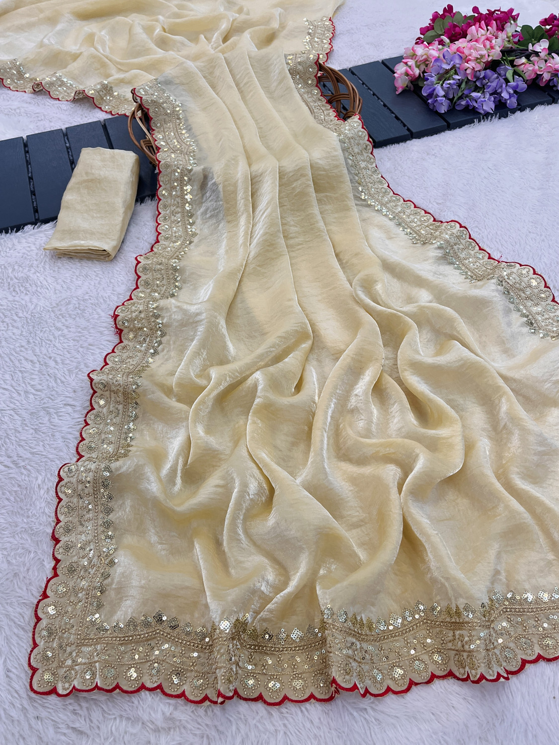 signagraph Embroidered Bollywood Chiffon Saree - Image 1