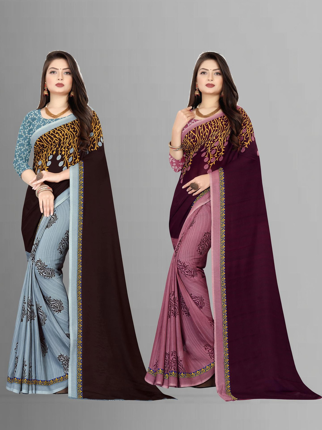 Image of Vasundhara Traders Embroidered Kasavu Cotton Blend Saree (Multicolor)