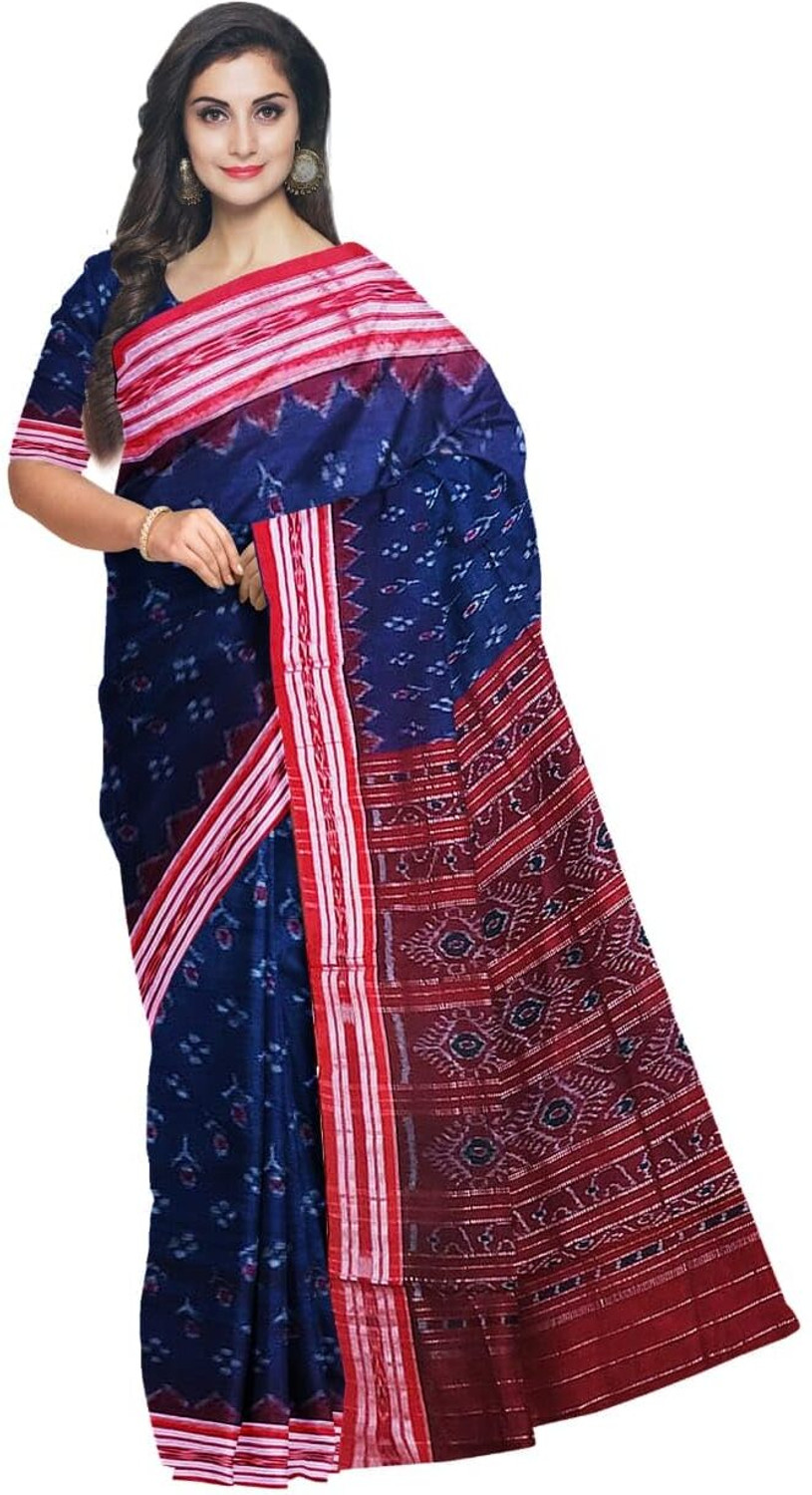 Image of JAYANTI HANDLOOM Woven Sambalpuri Pure Cotton Saree (Multicolor)