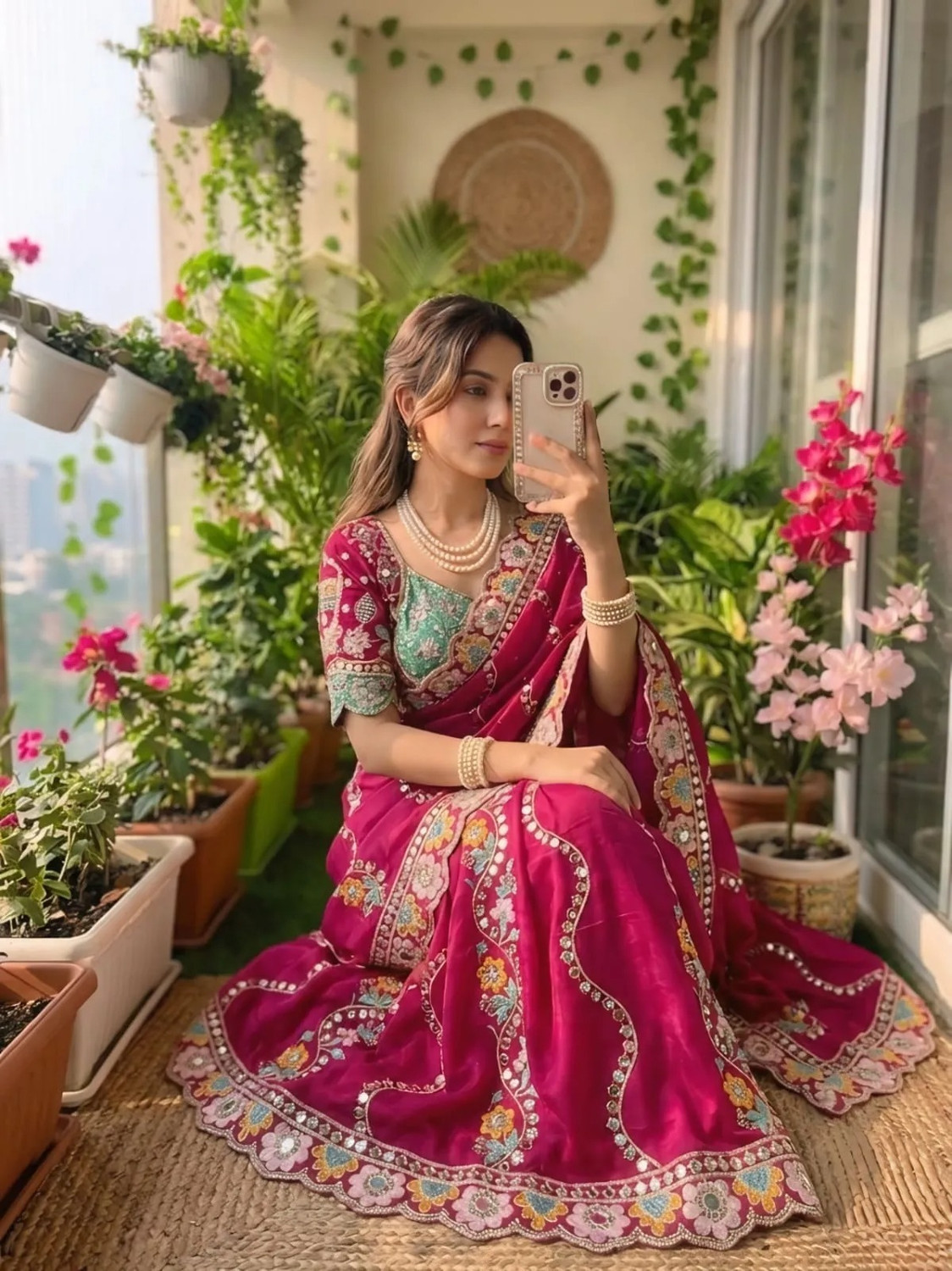 Shiroya Brothers Embellished Silk Bollywood Saree - Image 1