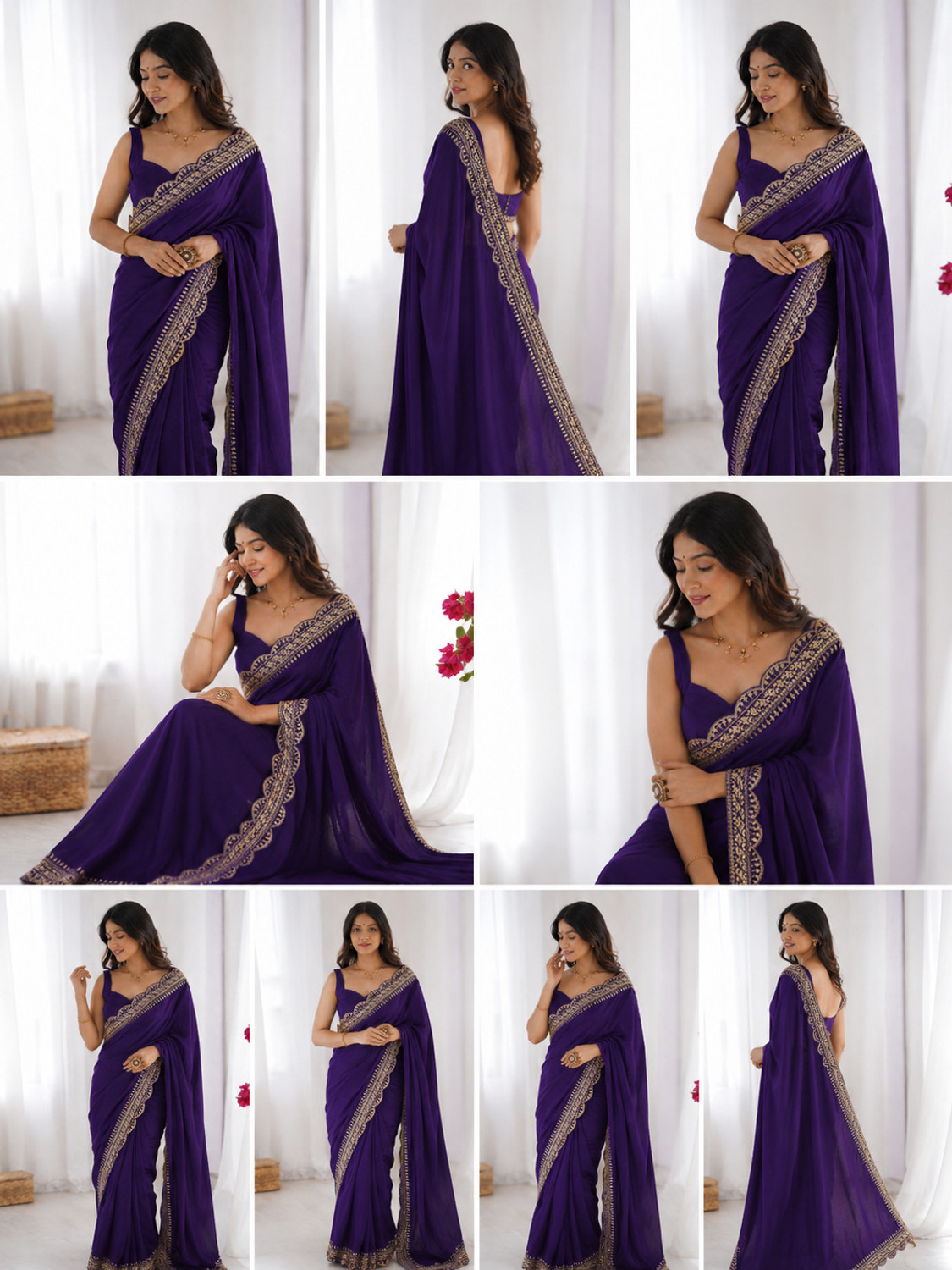 Image of KRIDHRISH CLOTHING Embroidered Bollywood Art Silk Saree (Multicolor)