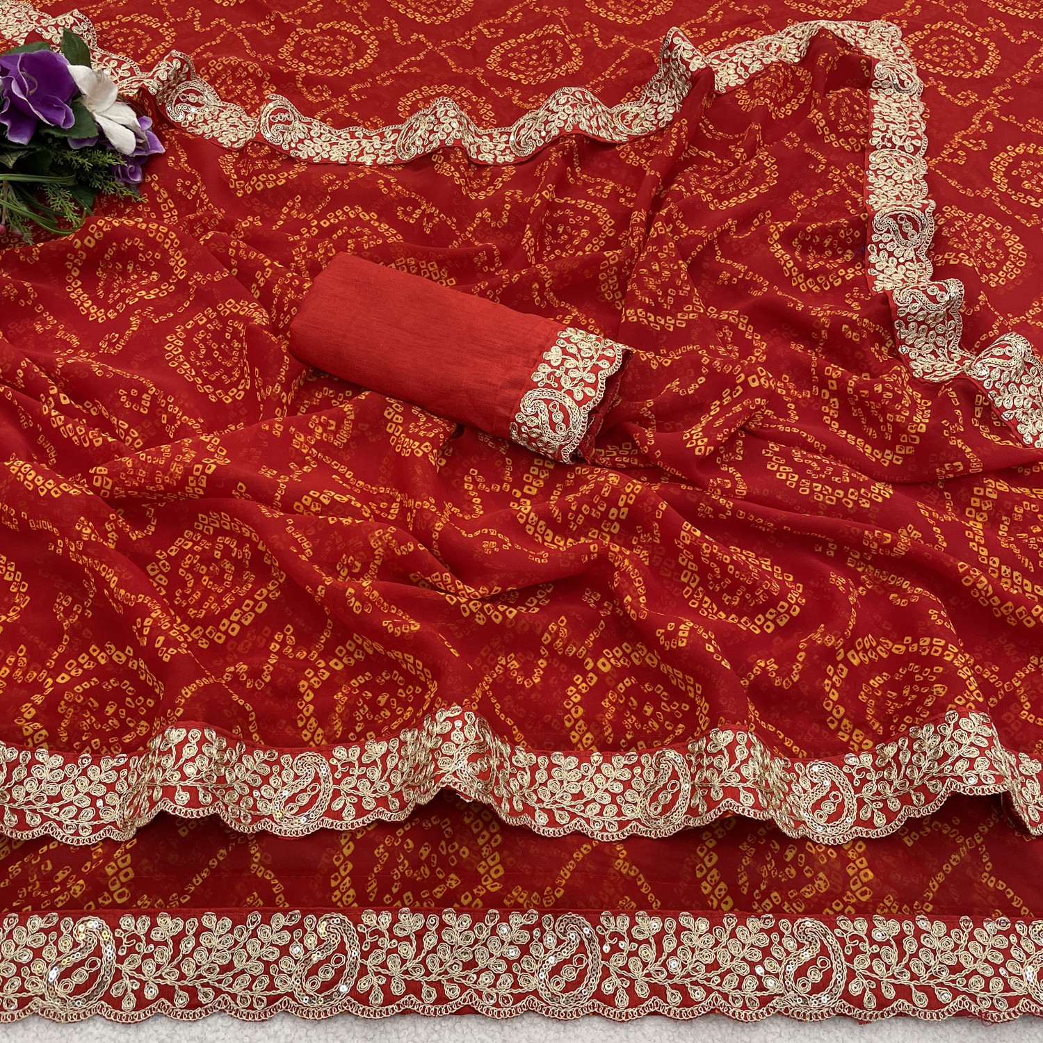 Image of NERTA BOUTIQUE Embroidered Bollywood Georgette Saree (Pink)