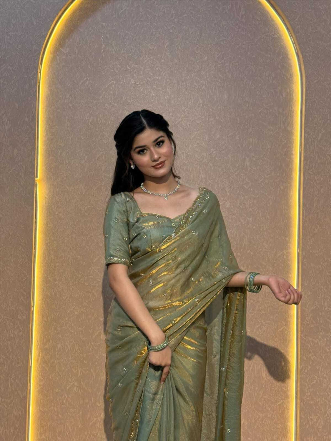 vilochan Embellished Bollywood Art Silk, Lace Saree - Image 1