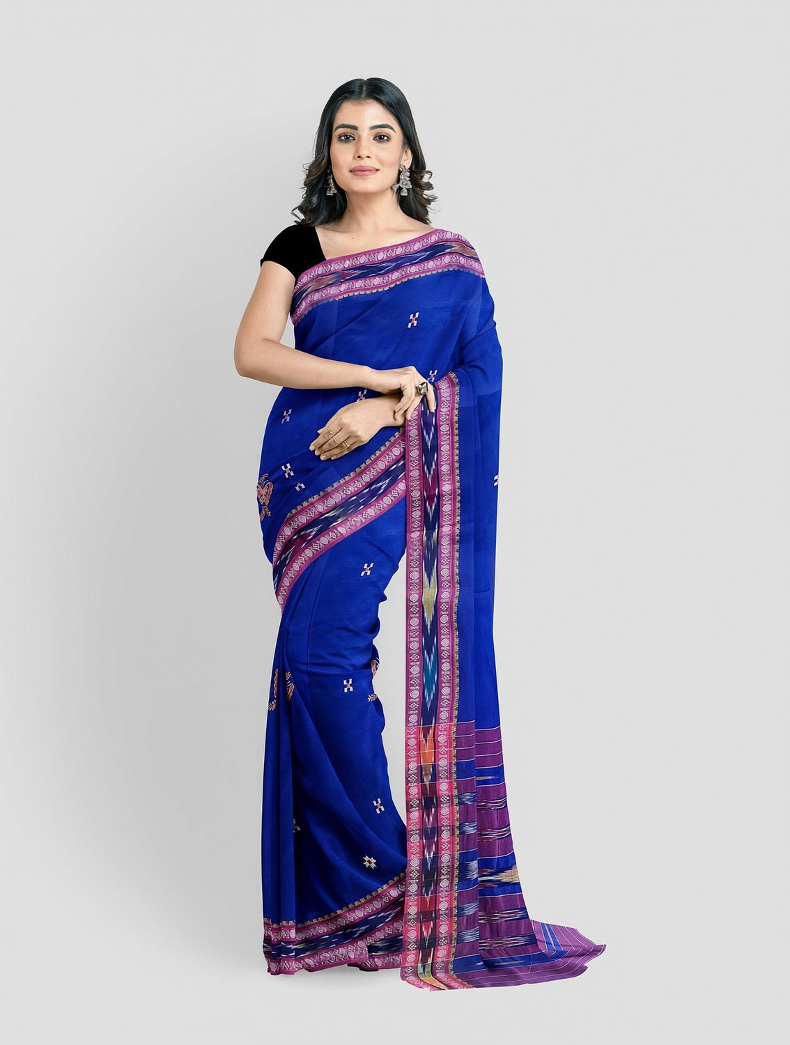 Image of JAYANTI HANDLOOM Woven Sambalpuri Pure Cotton Saree (Multicolor)