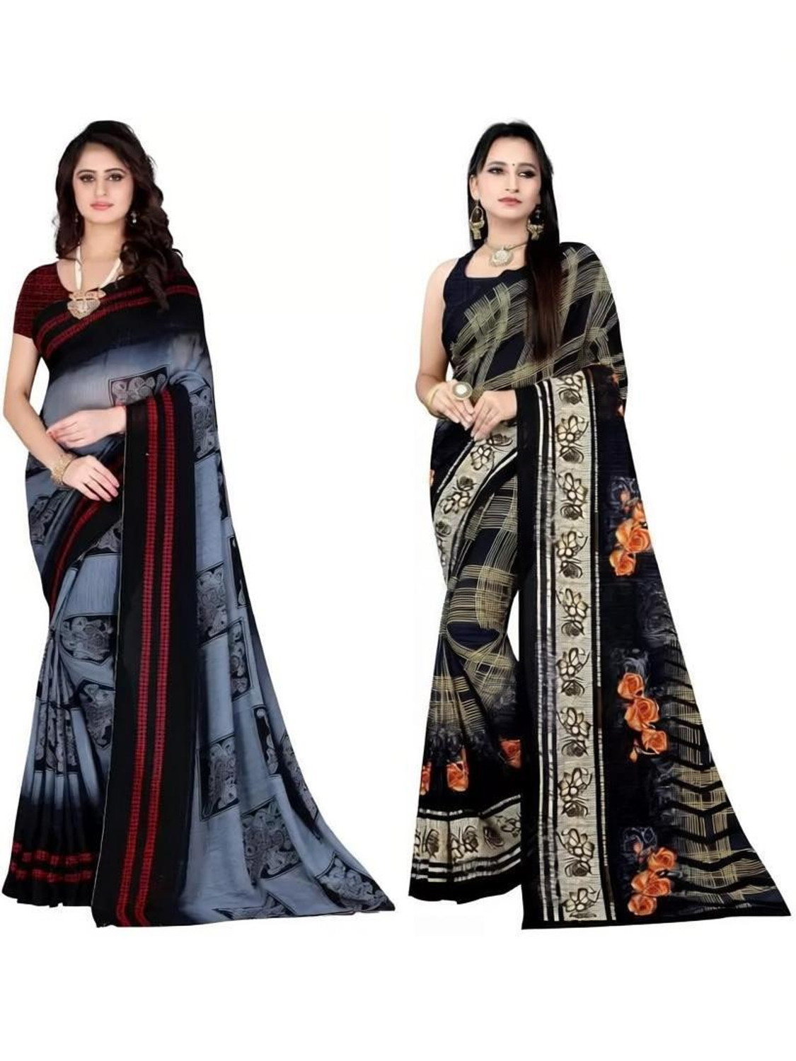Image of Vasundhara Traders Embroidered Kasavu Cotton Blend Saree (Multicolor)