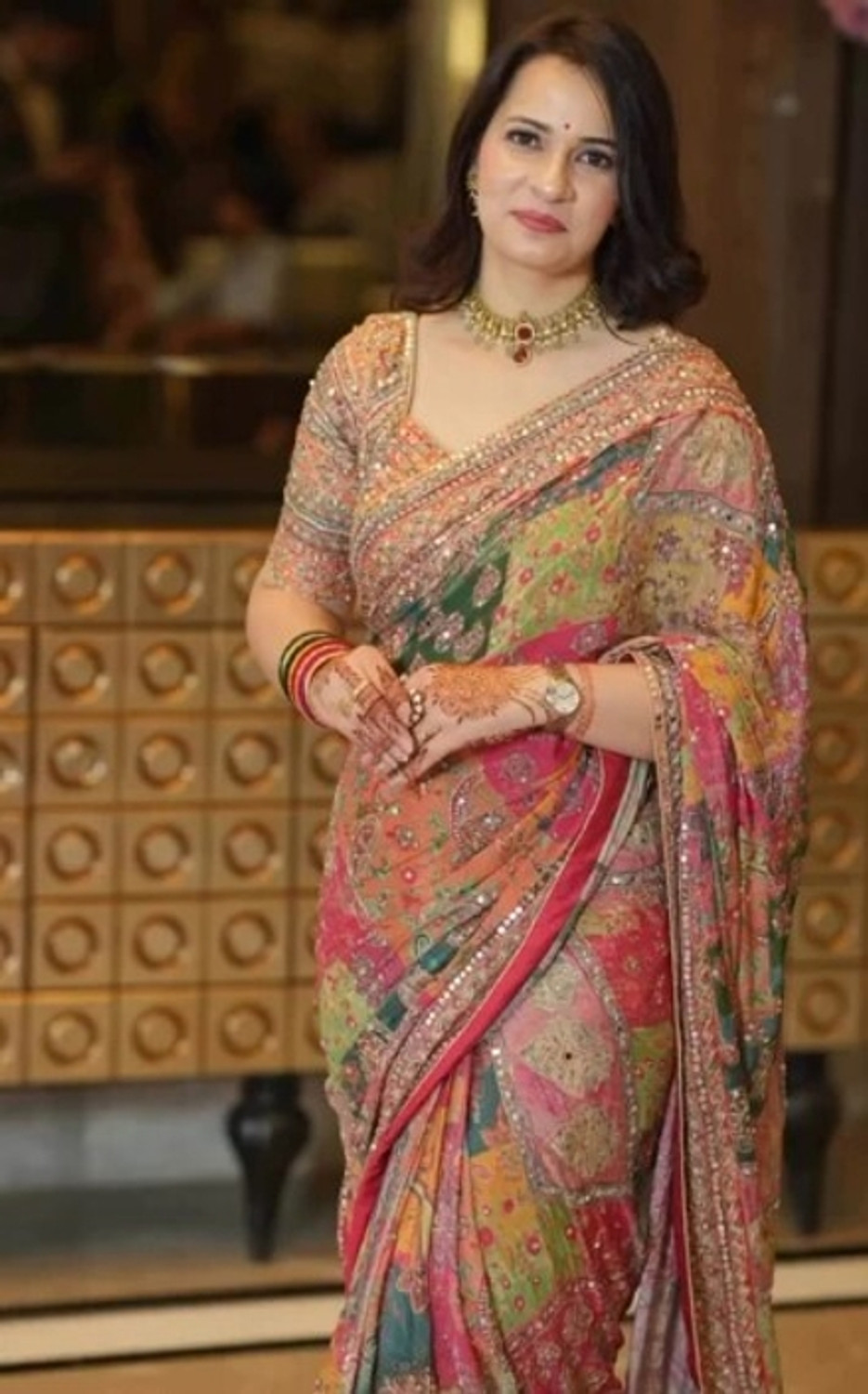 Satpurush Blocked Printed Embroidered Floral Geometric Kurta - Image 1