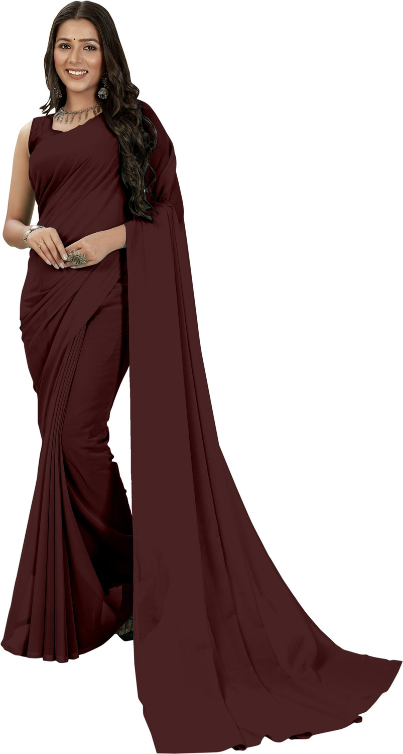 Moda Rapido Solid Georgette Saree - Image 1