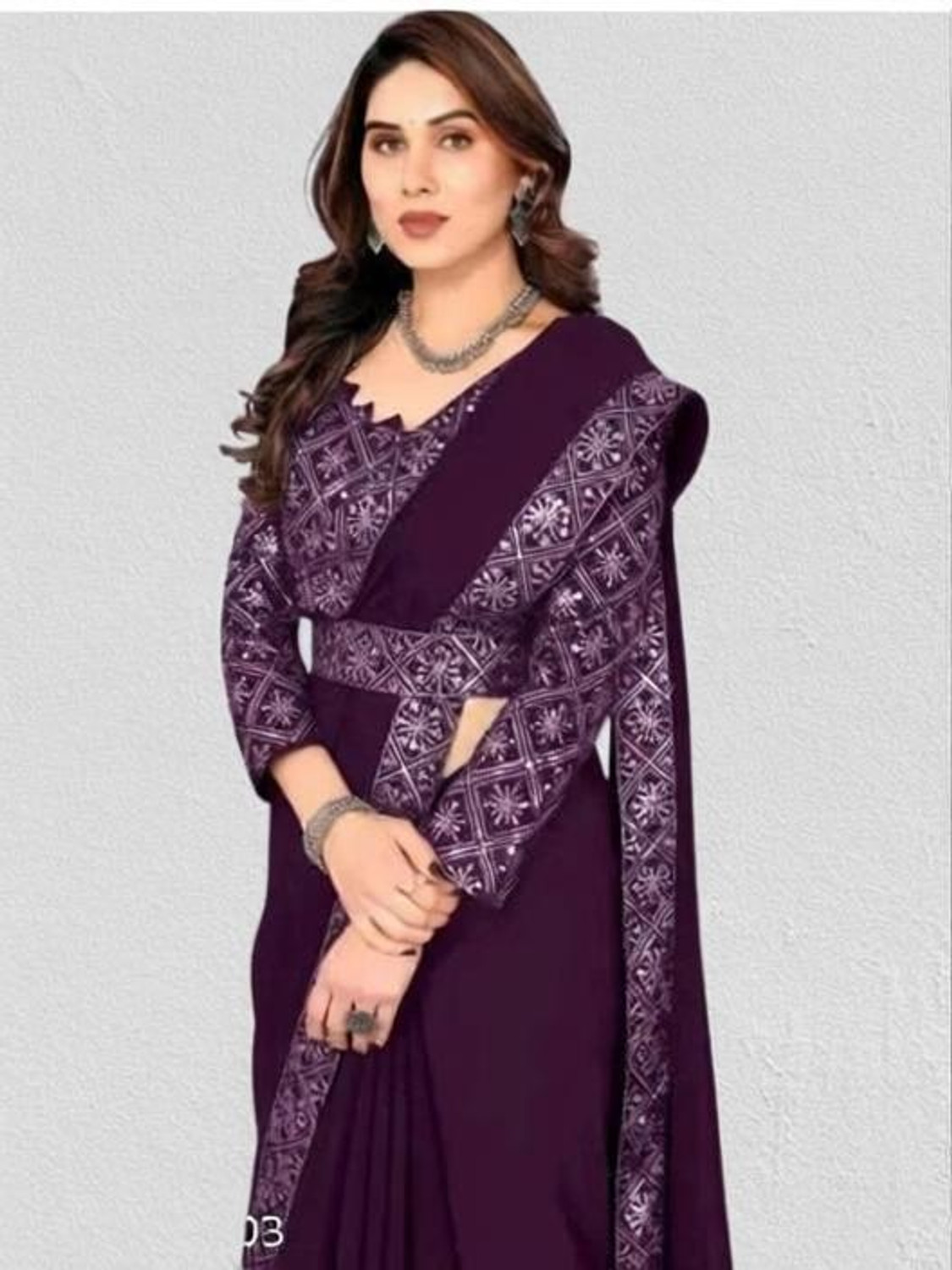 Image of CELEUM Embroidered Bollywood Satin Saree (Dark Green)