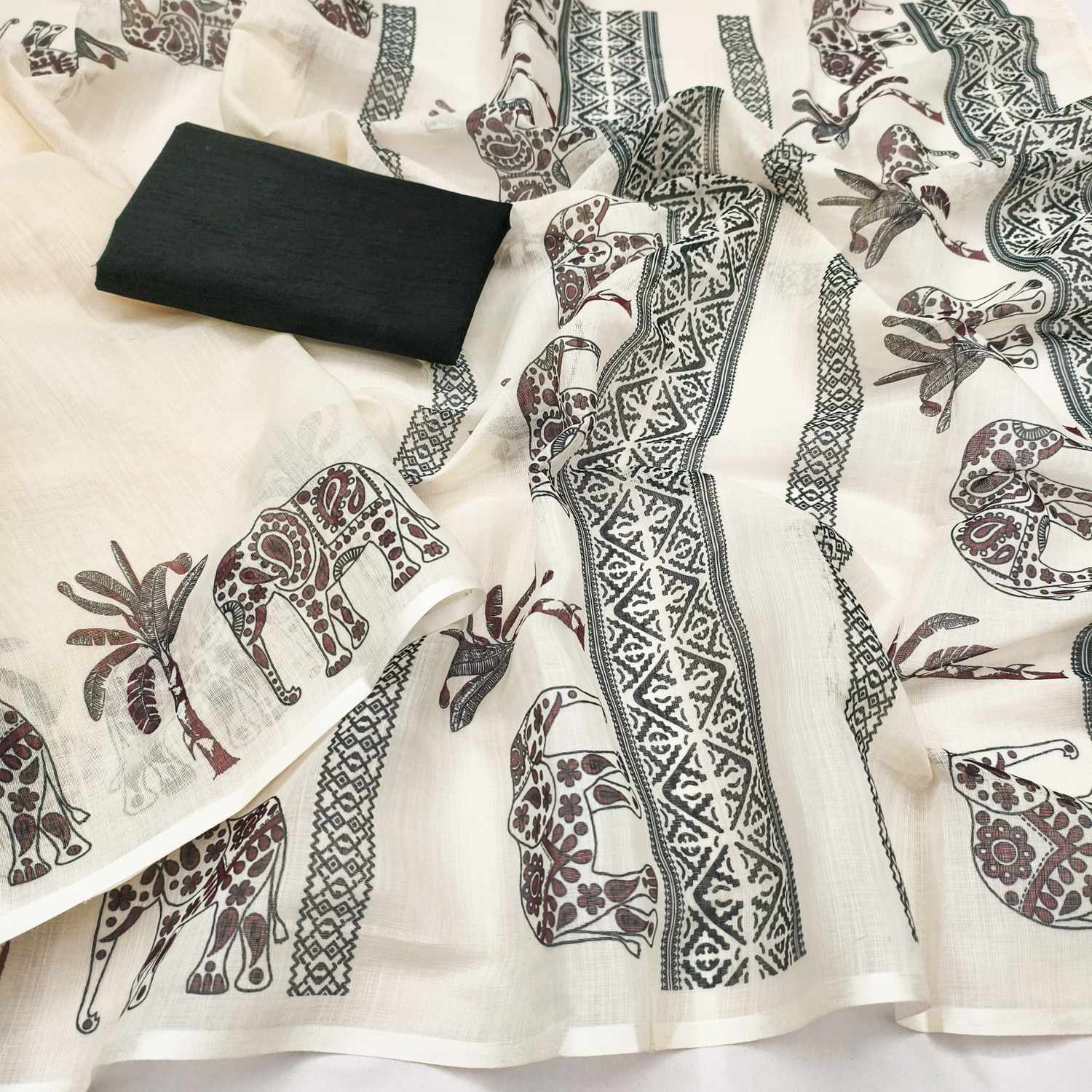Image of Divastri Digital Print Bollywood Cotton Linen Saree (Grey)