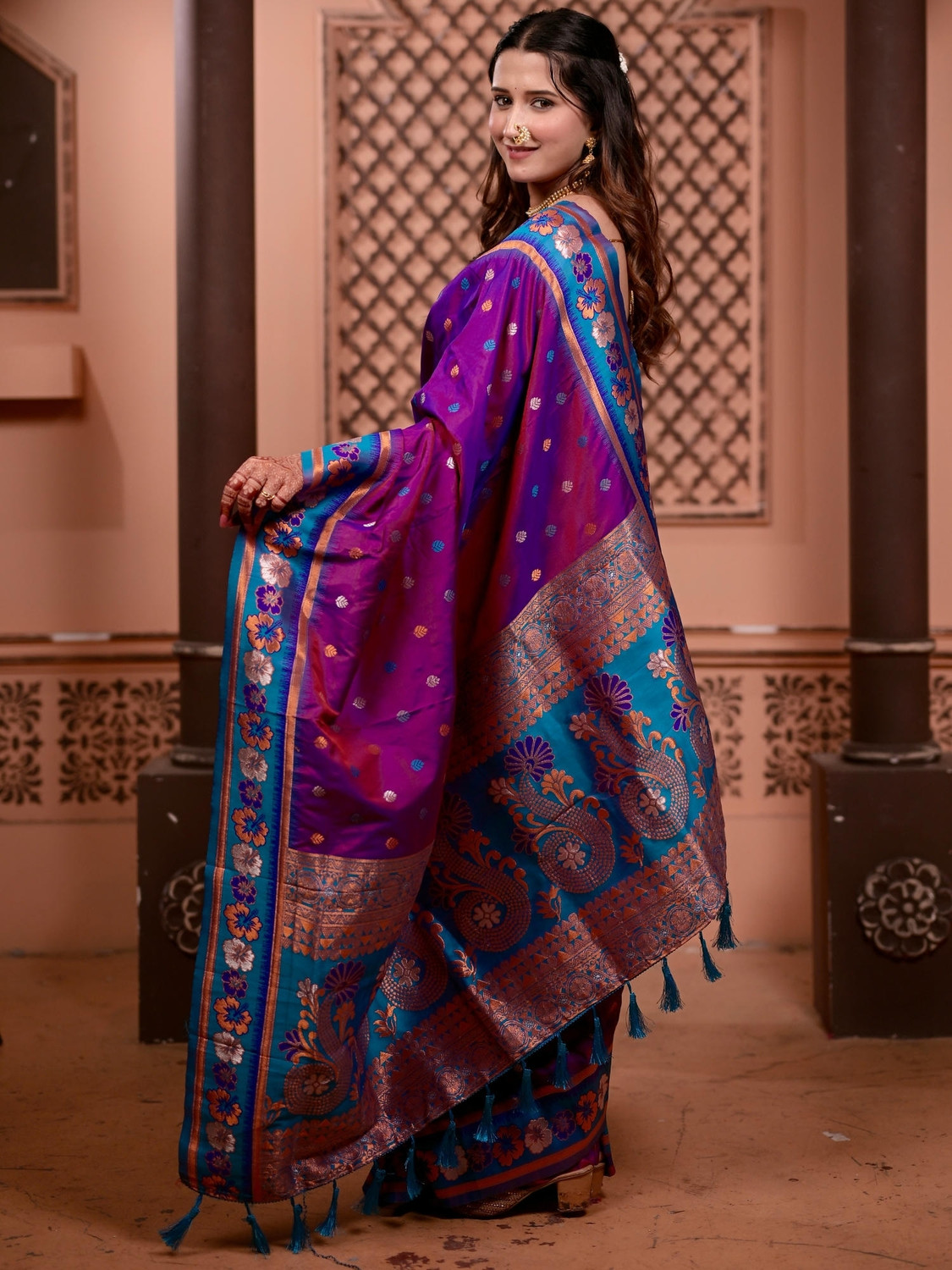 Image of Samantha Woven Paithani Art Silk Saree (Multicolor)