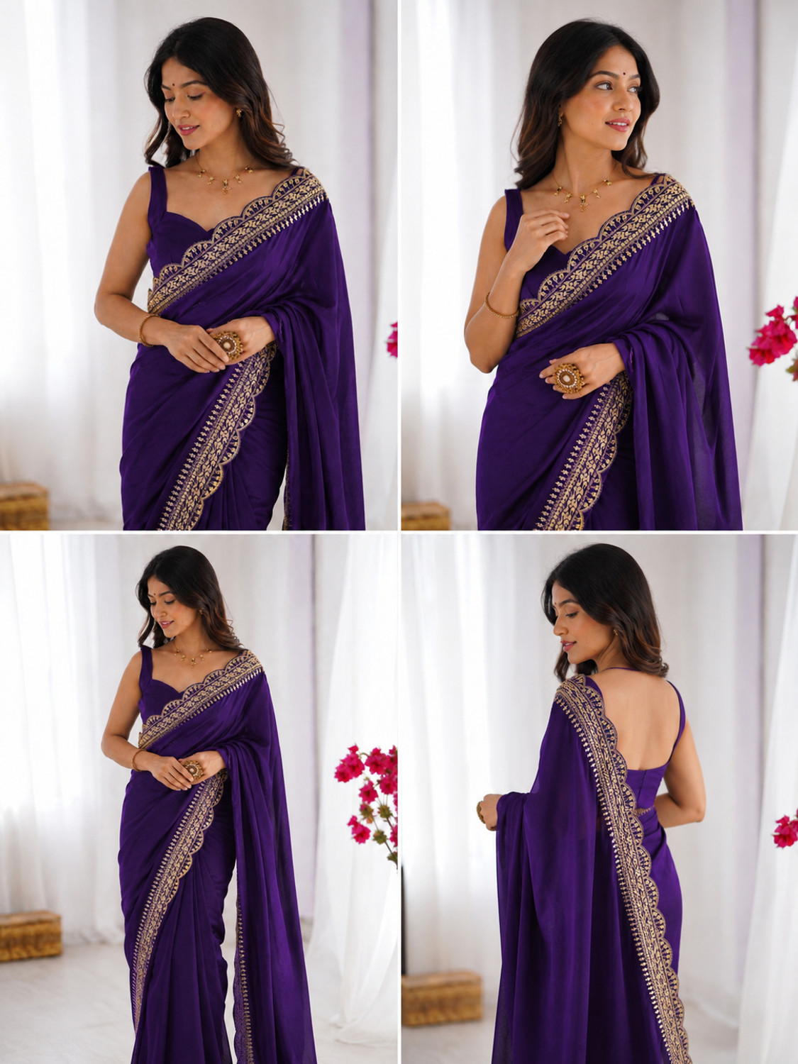Image of KRIDHRISH CLOTHING Embroidered Bollywood Art Silk Saree (Multicolor)