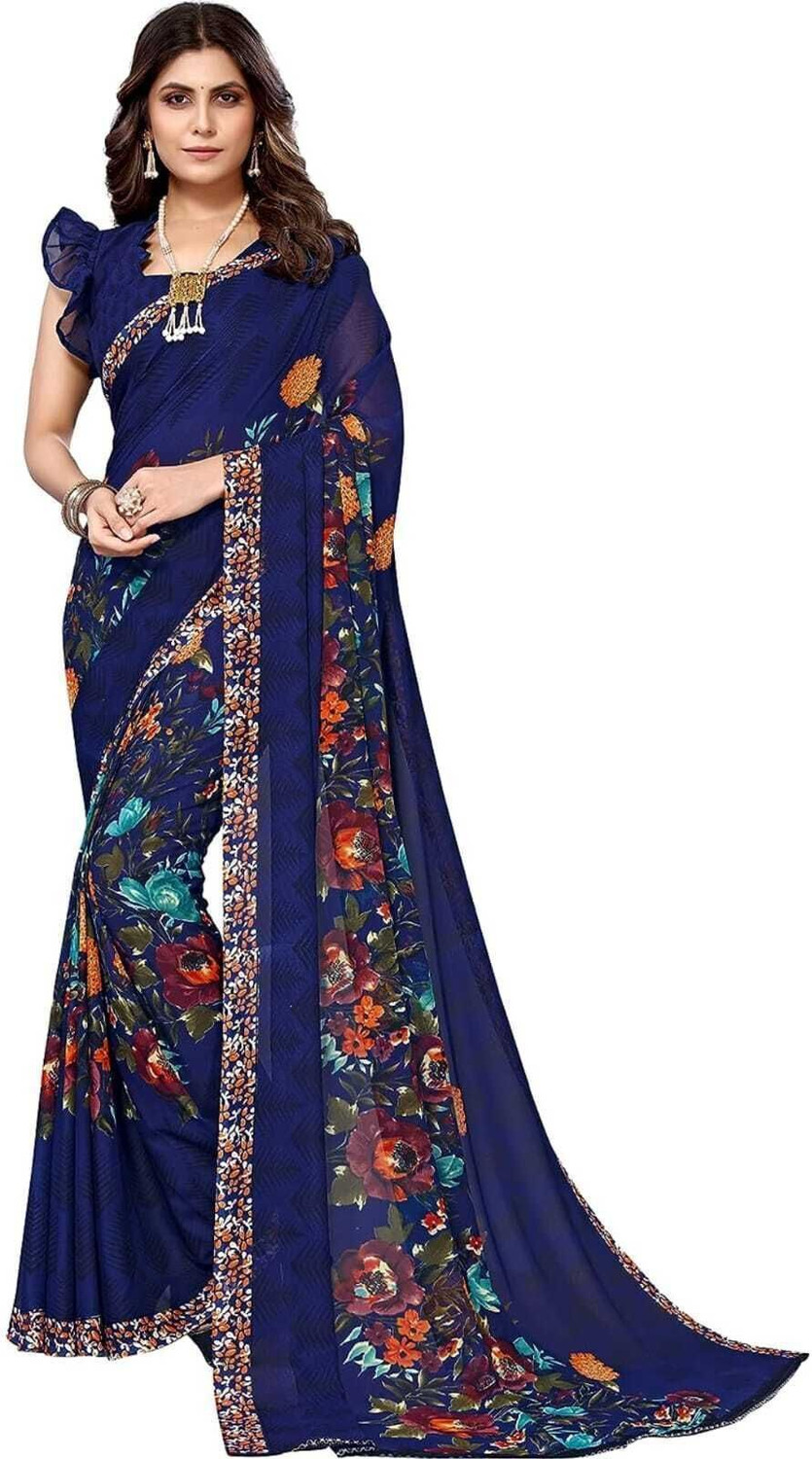 Image of brama Ready to Wear Printed Bollywood Pure Silk Saree (Multicolor)