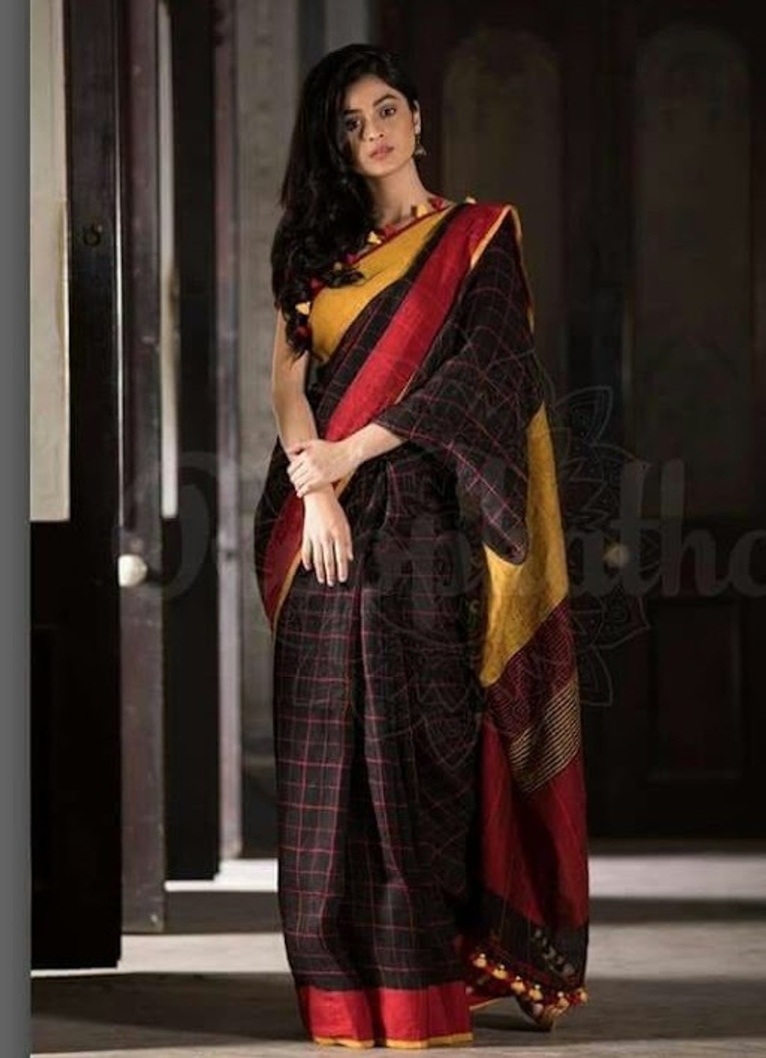 Image of brama Ready to Wear Printed Bollywood Pure Silk Saree (Multicolor)