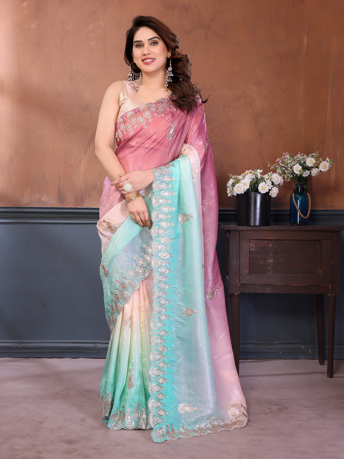 Image of BS CREATION Printed Bollywood Jimmy Jimmy Saree (Purple)