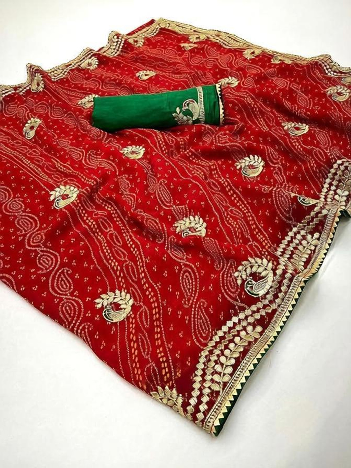 Image of NERTA BOUTIQUE Embroidered Bollywood Georgette Saree (Pink)