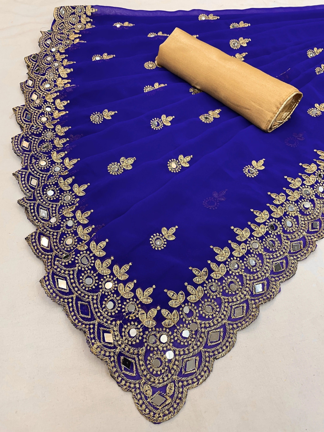 Image of NERTA BOUTIQUE Embroidered Bollywood Georgette Saree (Pink)