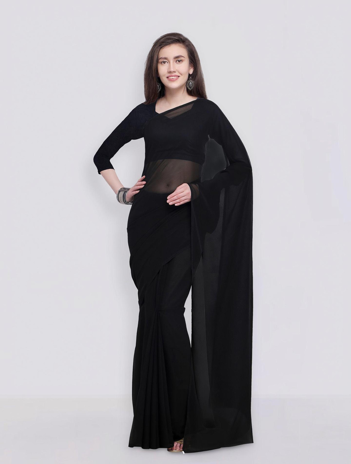 Anand Sarees সলিড/পà§à¦²à§à¦à¦¨ বলিà¦à¦¡ à¦à¦°à¦à§à¦ শাà§à¦¿ (à¦à¦¾à¦²à§) - Image 1