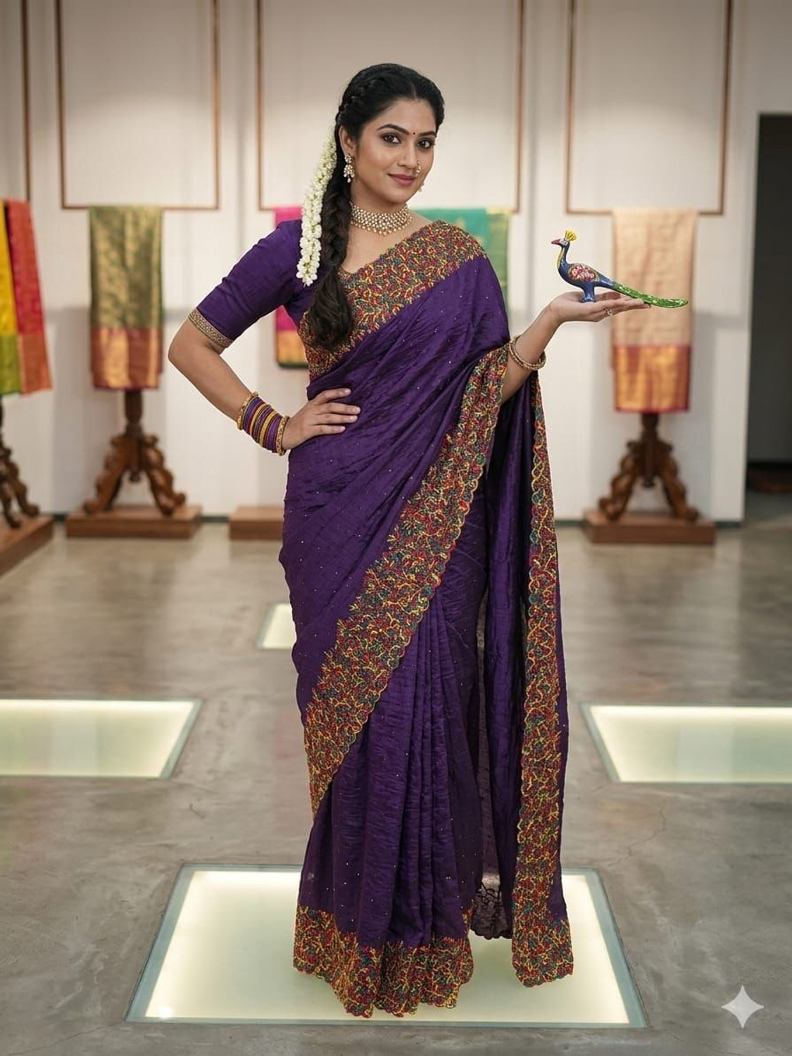Image of BS CREATION Printed Bollywood Jimmy Jimmy Saree (Purple)