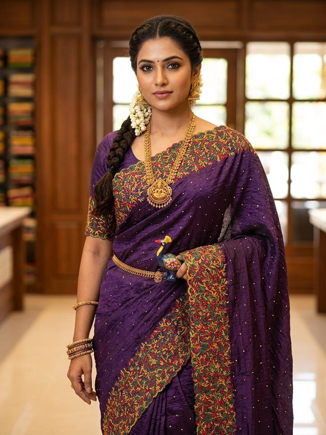 Image of BS CREATION Printed Bollywood Jimmy Jimmy Saree (Purple)