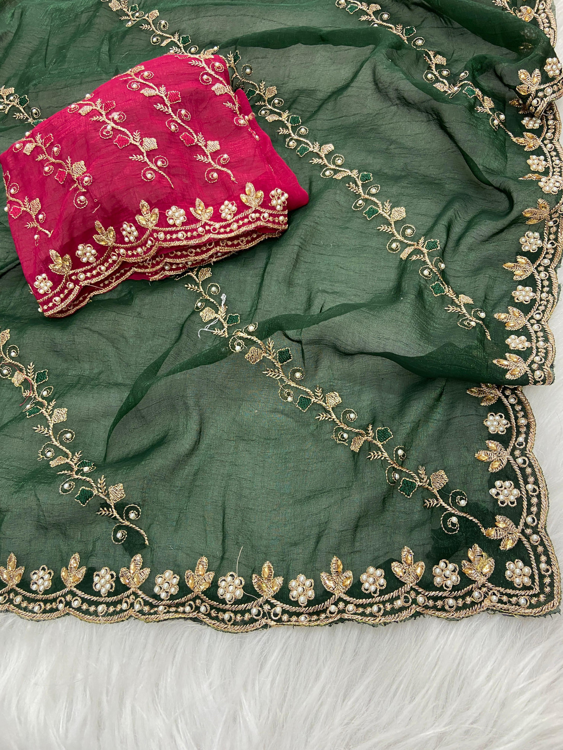Image of bhavika silk mills Embroidered Bollywood Georgette Saree (Blue)