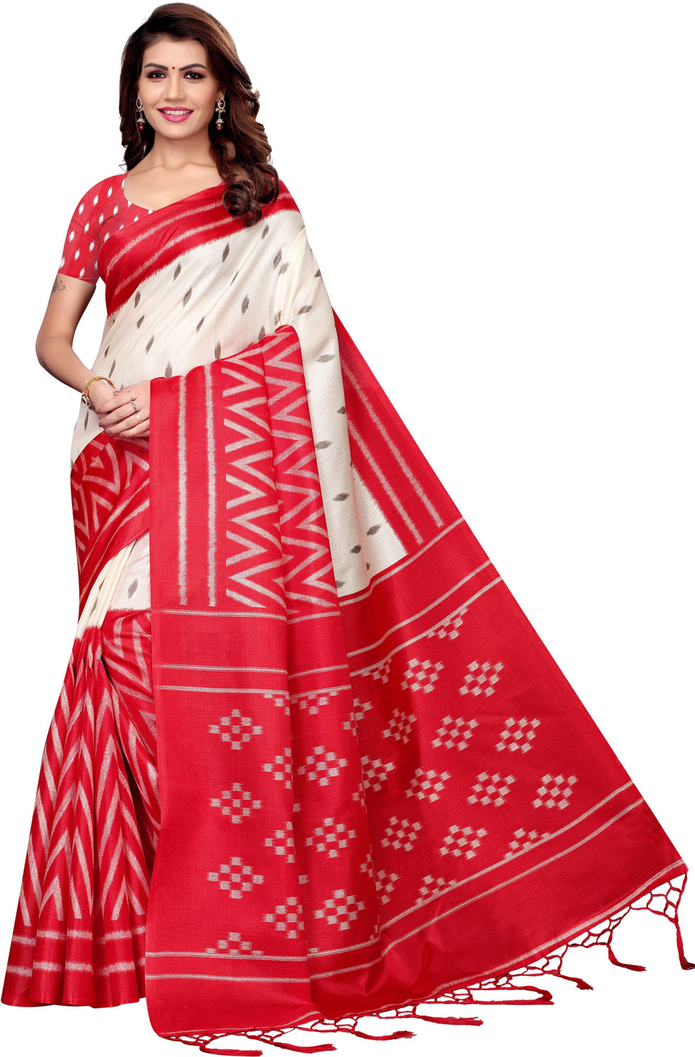 Image of brama Ready to Wear Printed Bollywood Pure Silk Saree (Multicolor)