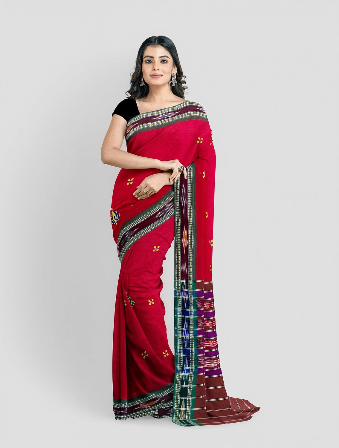 Image of JAYANTI HANDLOOM Woven Sambalpuri Pure Cotton Saree (Multicolor)