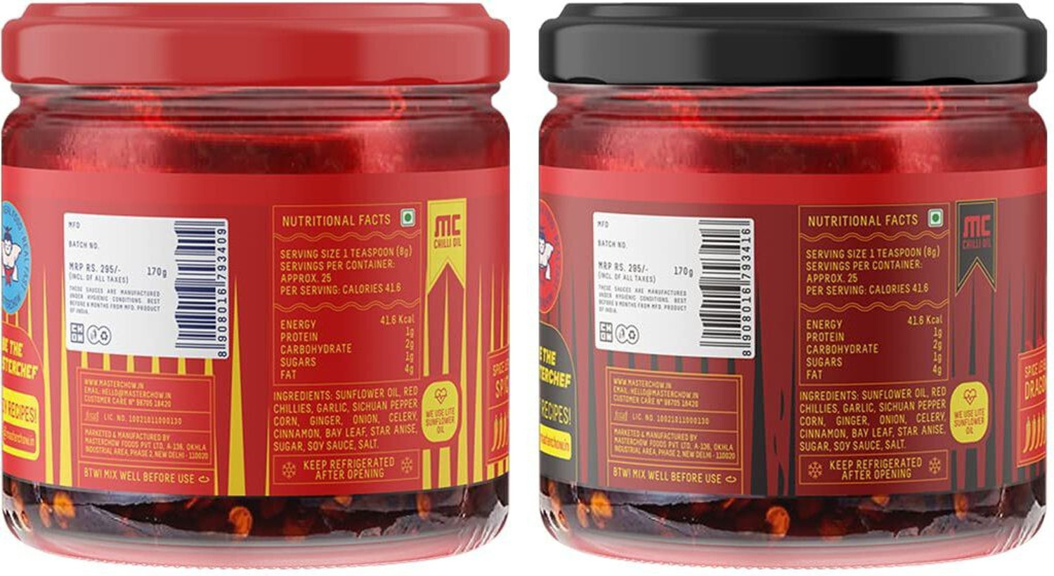 Image of MasterChow Sichuan Chilli Oil & 2X Spicy Sichuan Chilli Oil Sauce (2 x 170 ml)