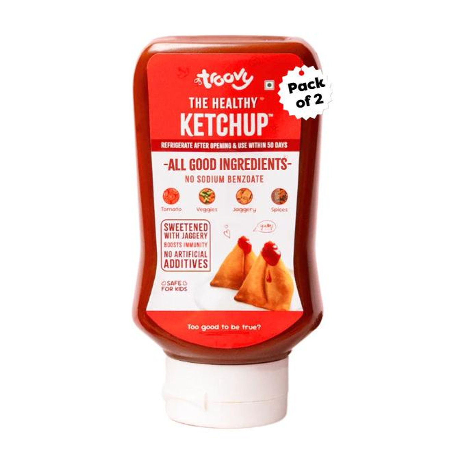 Image of The True Tomato Tomato Ketchup 550gm (2) | 100% Pure Tomatoes Ketchup (2 x 550 g)