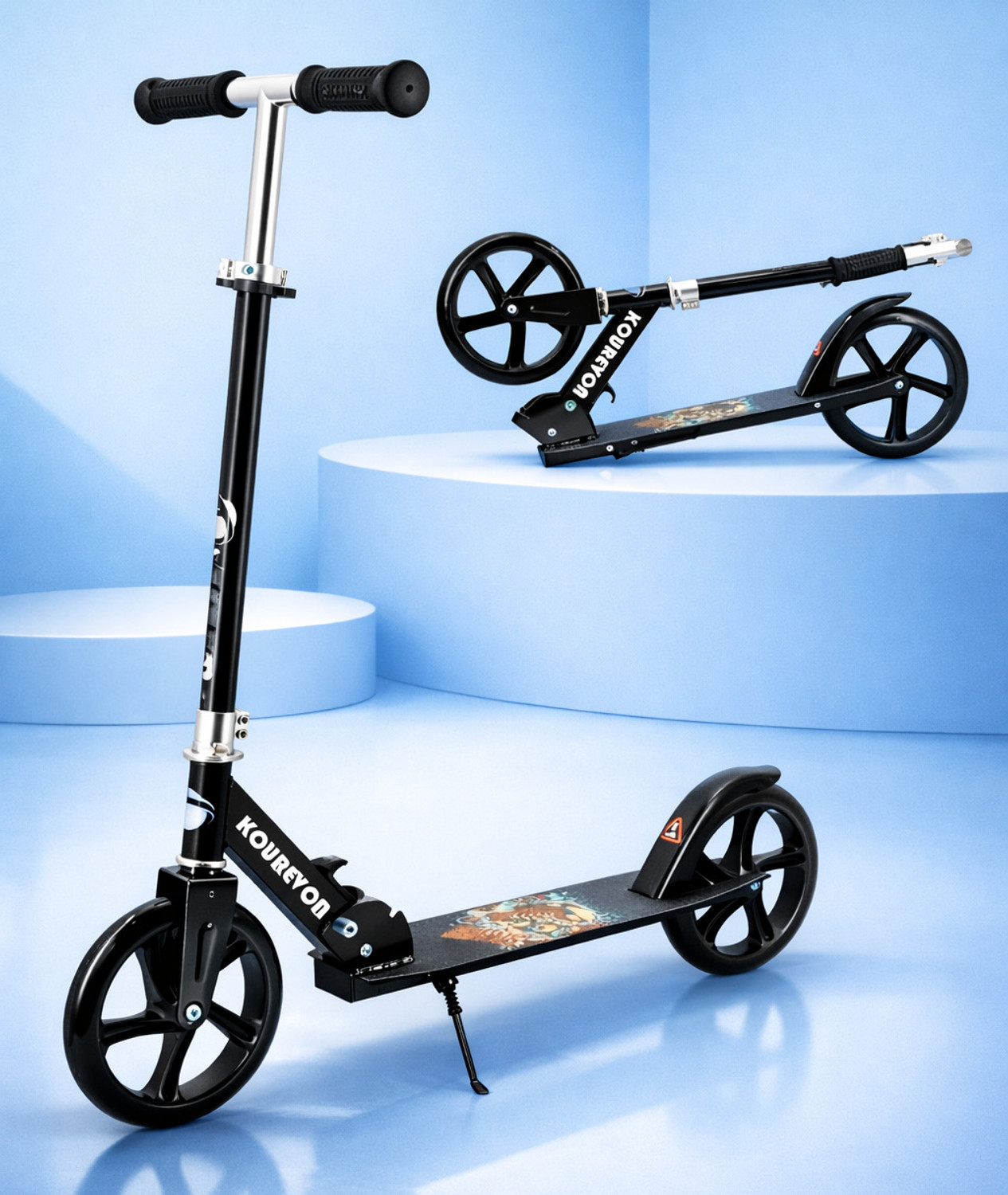 Image of PawRyte 8 inch Wheel Kick Scooter for 6+ age. 4 Adjustable Height, 100 kgs Capacity Kids Scooter (Black, Red, Orange, Pack of 1)