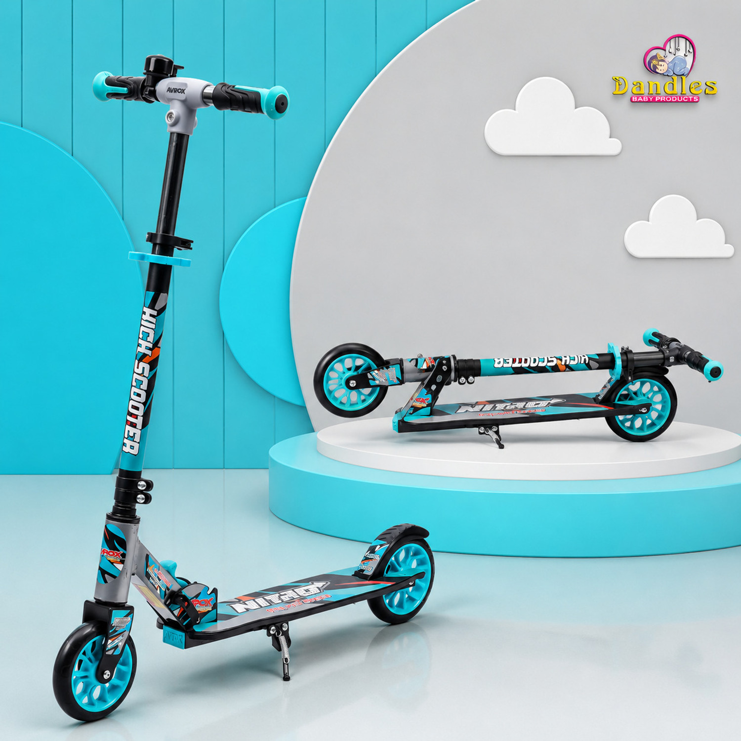 Image of PawRyte 8 inch Wheel Kick Scooter for 6+ age. 4 Adjustable Height, 100 kgs Capacity Kids Scooter (Black, Red, Orange, Pack of 1)