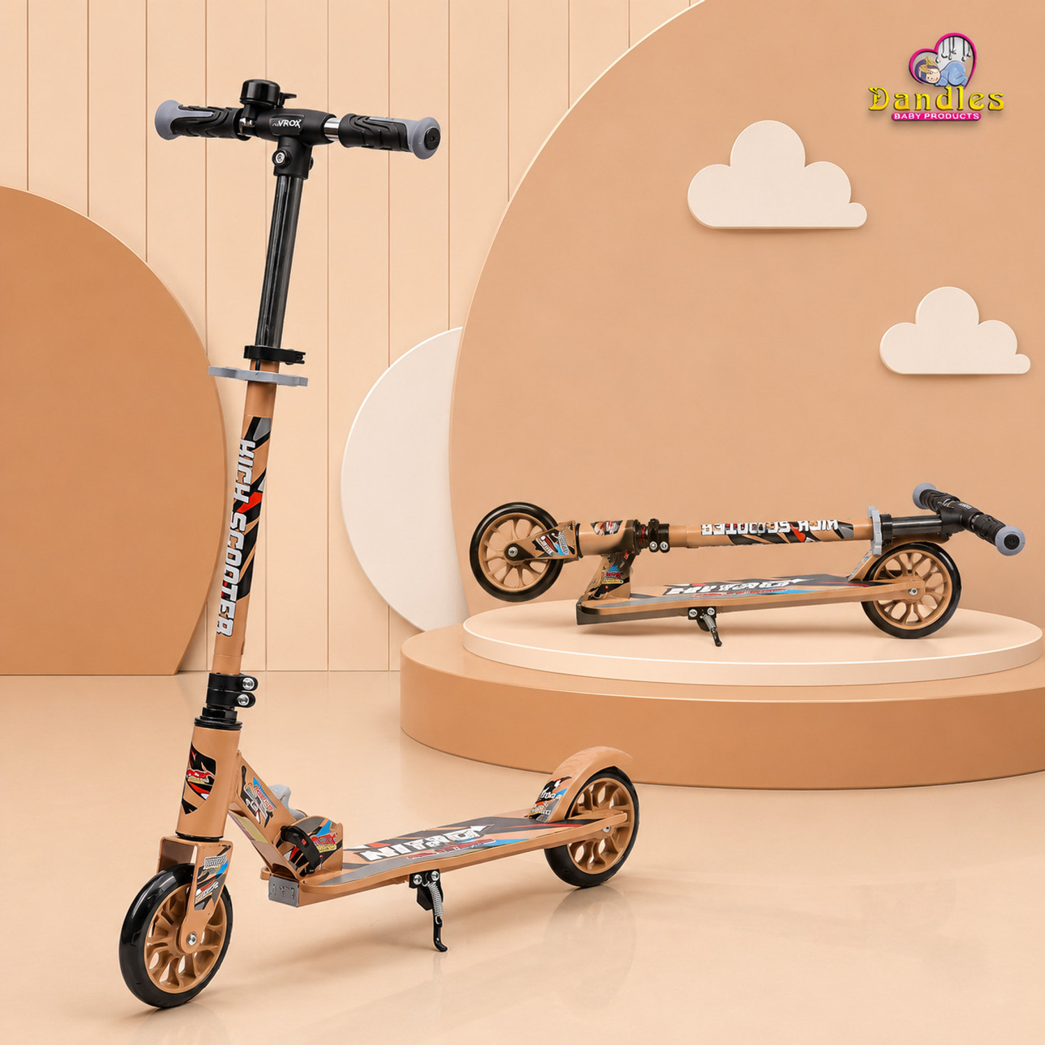 Image of PawRyte 8 inch Wheel Kick Scooter for 6+ age. 4 Adjustable Height, 100 kgs Capacity Kids Scooter (Black, Red, Orange, Pack of 1)