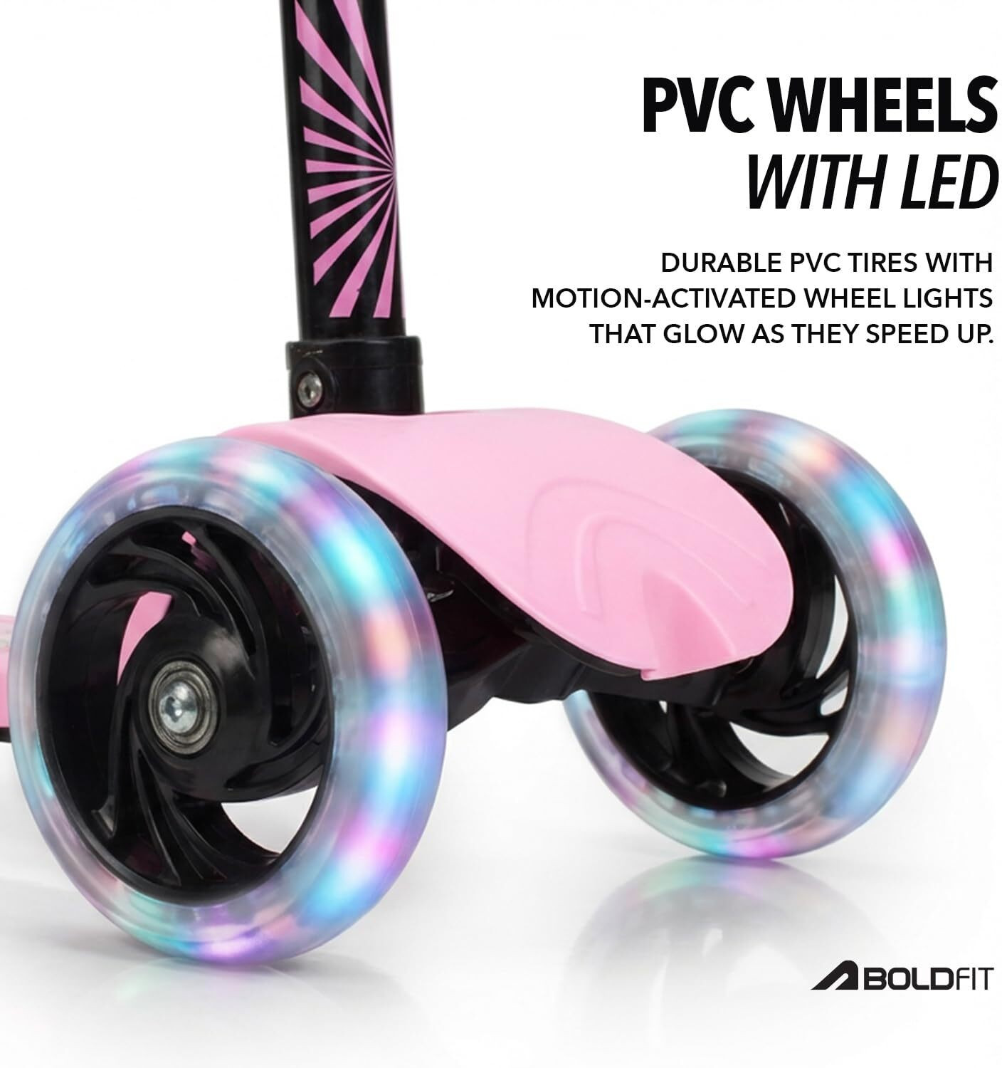 Image of BOLDFIT ZigFold-KS01 Kids Scooter with LED PU Wheels, Adjustable Height&Foldable Design Kids Scooter (Pink, Pack of 2)