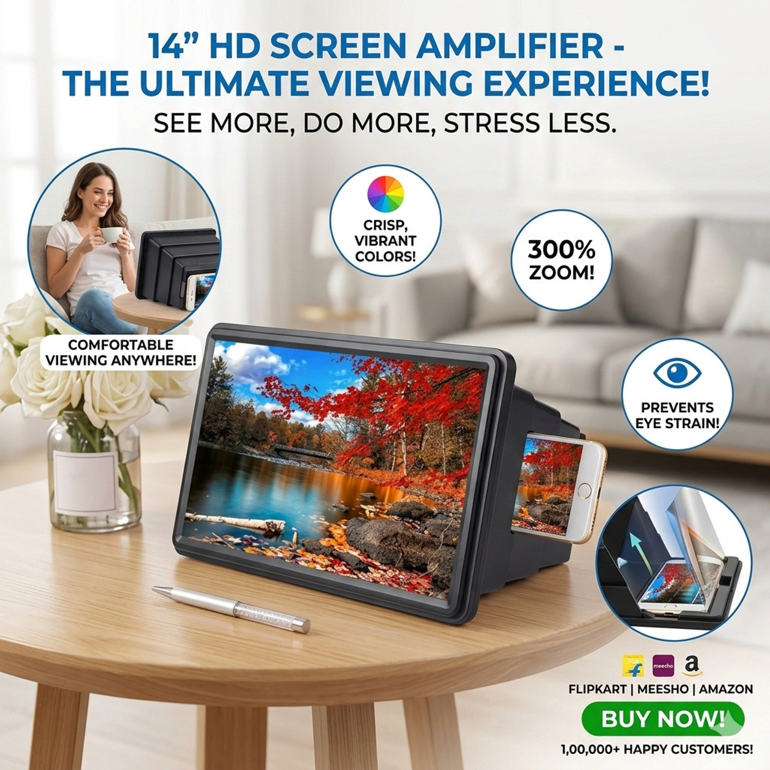 Image of Kesar 12 inch TV Screen Magnification for Phone Screen Expander Phone