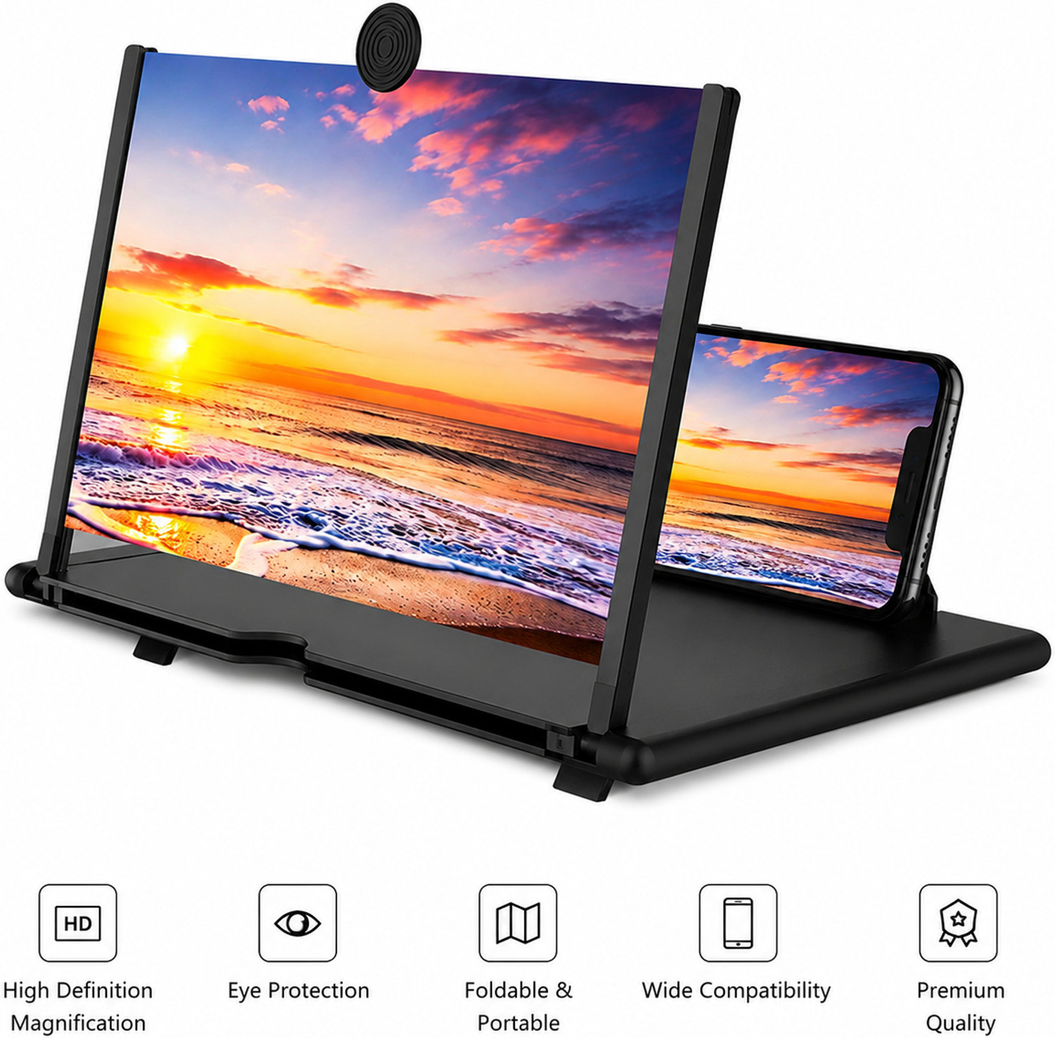 Image of DREZII 12 inch 3D HD Mobile Screen Magnifier for All Smartphones Foldable Phone Screen Amplif Screen Expander Phone