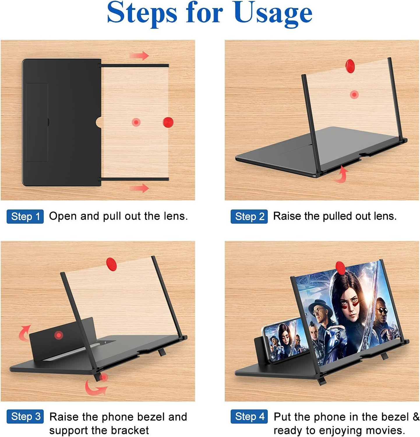 Image of DREZII 12 inch 3D HD Mobile Screen Magnifier for All Smartphones Foldable Phone Screen Amplif Screen Expander Phone