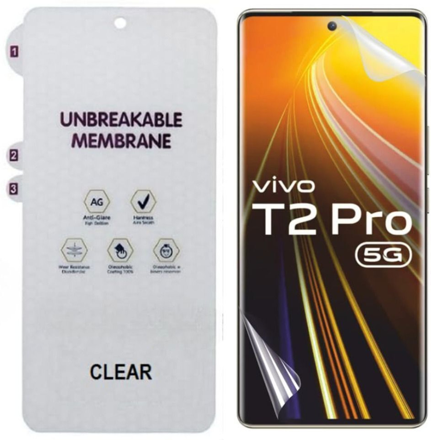 Image of SDH PROTECT Edge To Edge Screen Guard for IQOO Z10 5G, Self Healing Unbreakable Membrane Full Coverage with Easy Installation Kit-Clear (Not a Tempered Glass) (Pack of 1)