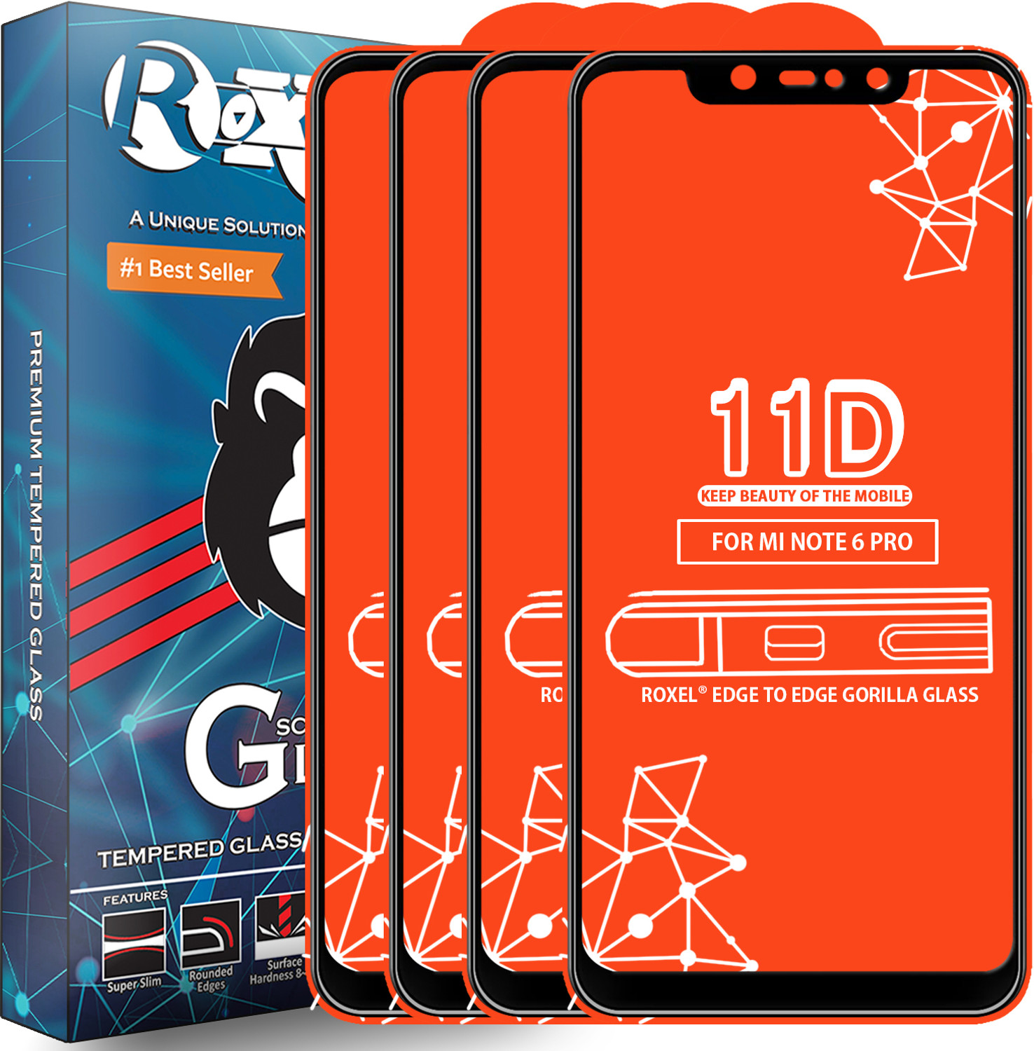 Image of PikTrue Edge To Edge Tempered Glass for POCO F1 (Pack of 5)