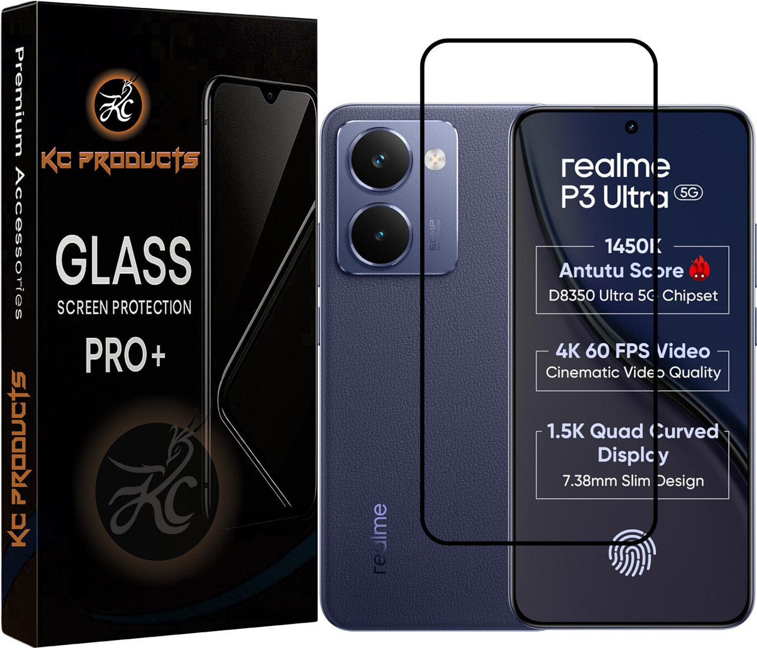 Image of Urban Shield Edge To Edge Tempered Glass for Realme P3 Ultra (Pack of 1)