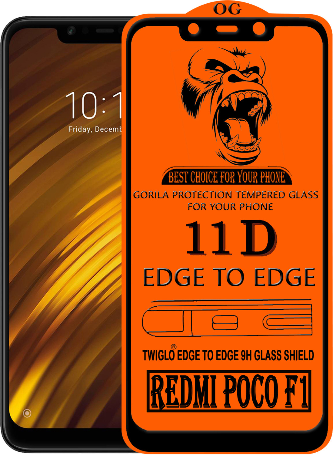 Image of PikTrue Edge To Edge Tempered Glass for POCO F1 (Pack of 5)